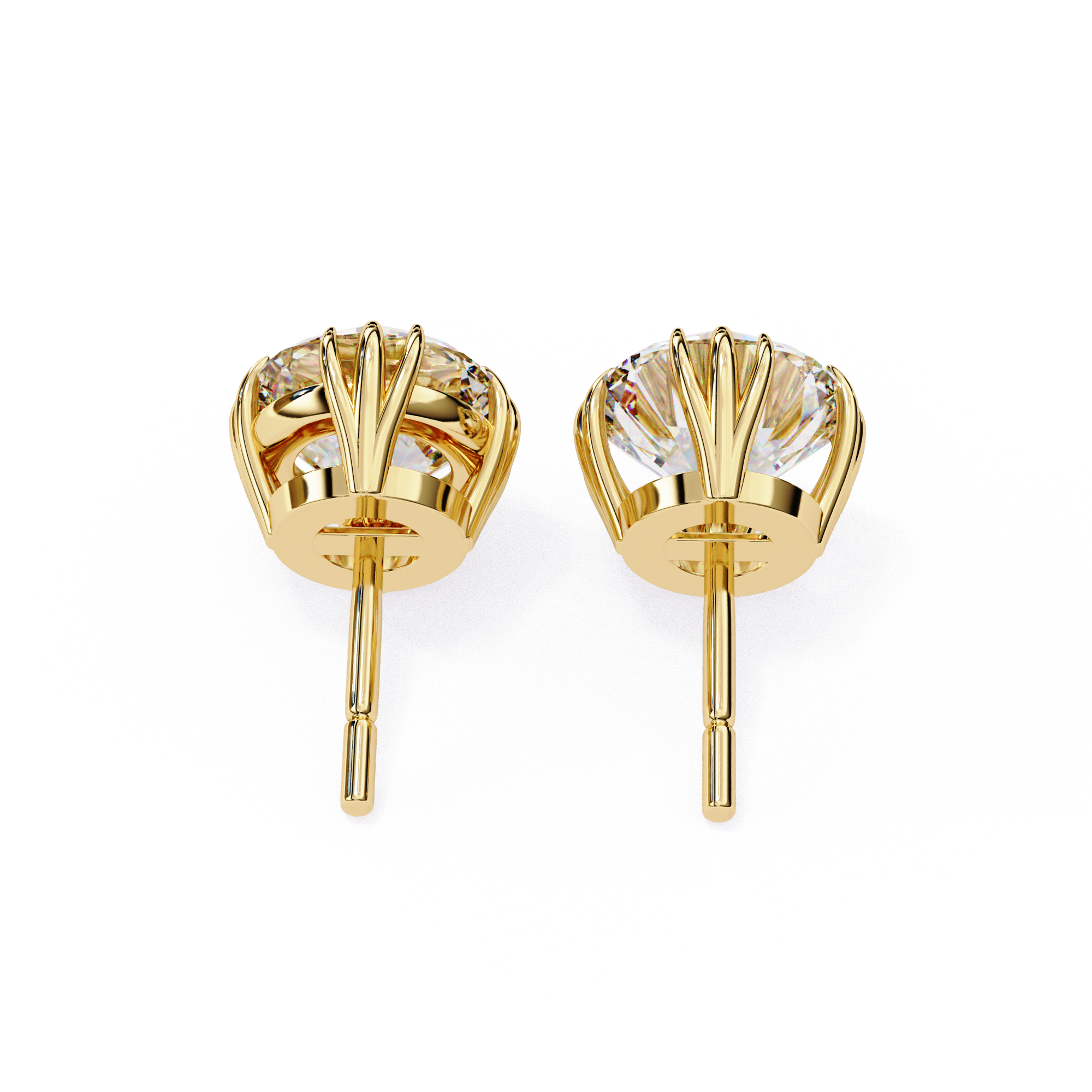 Elegant Gold Diamond Stud Earrings