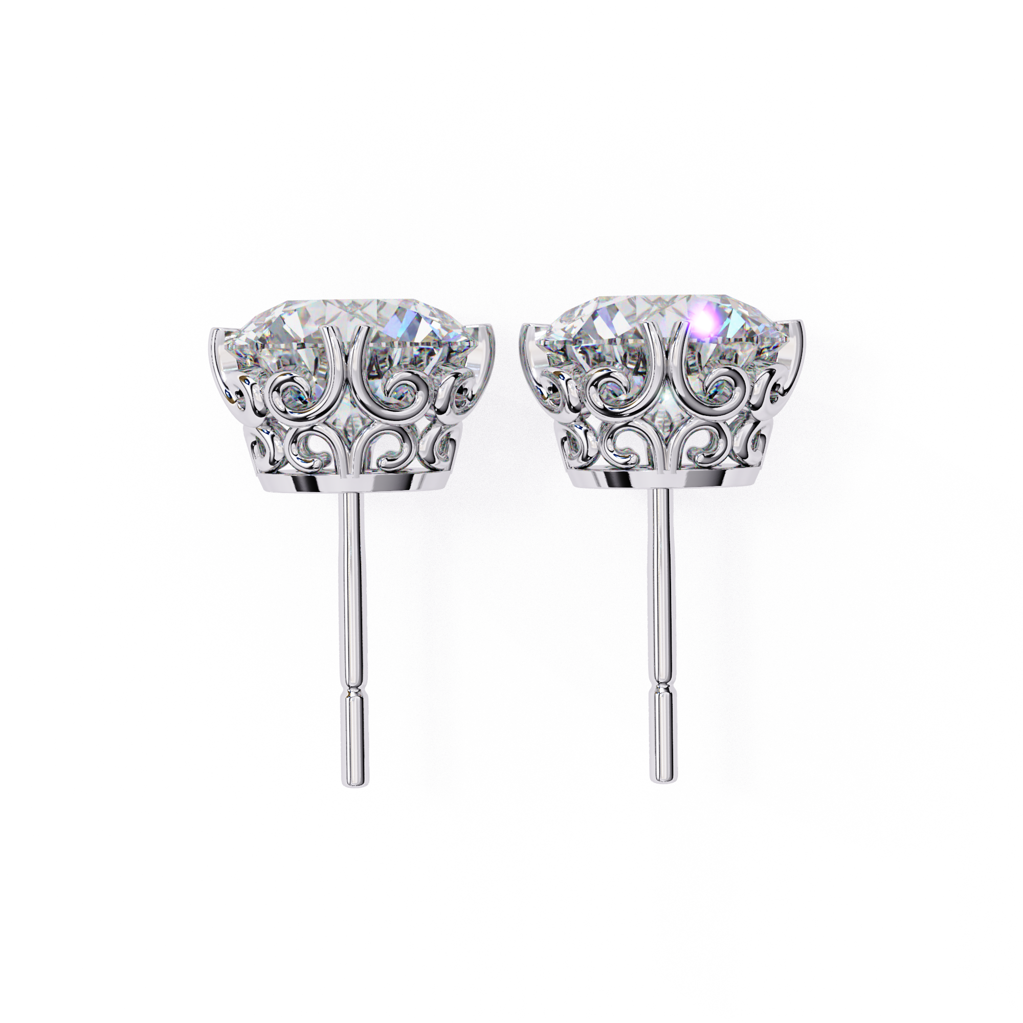 Exquisite Round-Cut Diamond Stud Earrings in a Classic 6-Prong Gold Setting