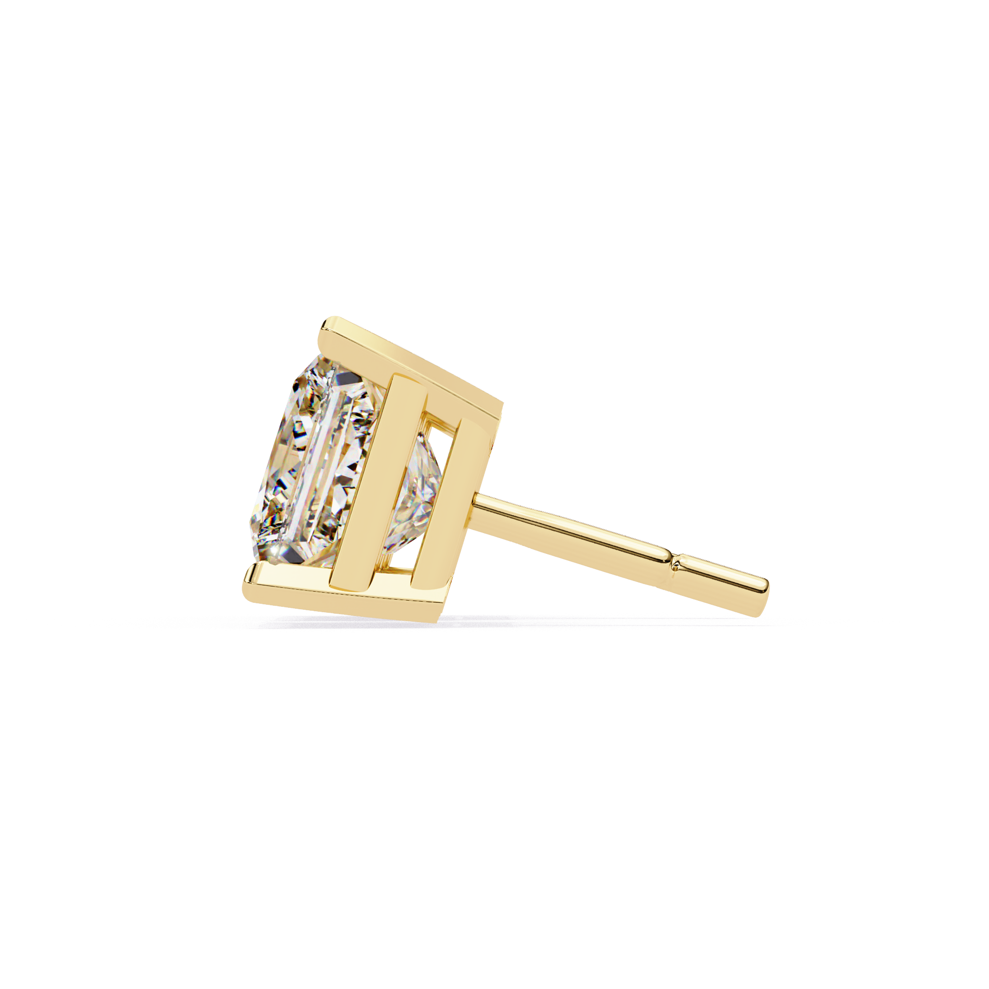 Elegant Princess-Cut Diamond Stud Earrings in Gold