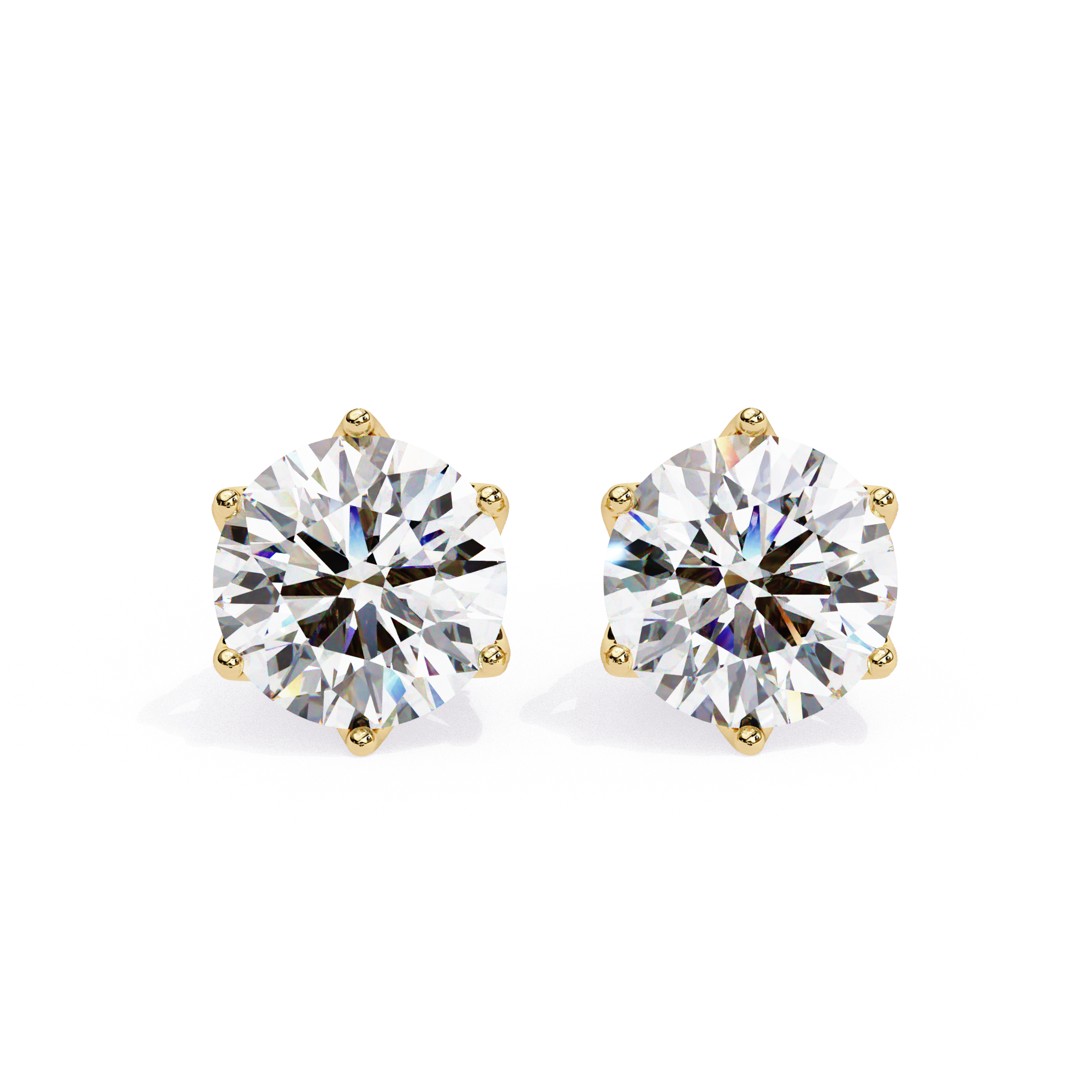 Luxury 6-Prong Crown Diamond Stud Earrings