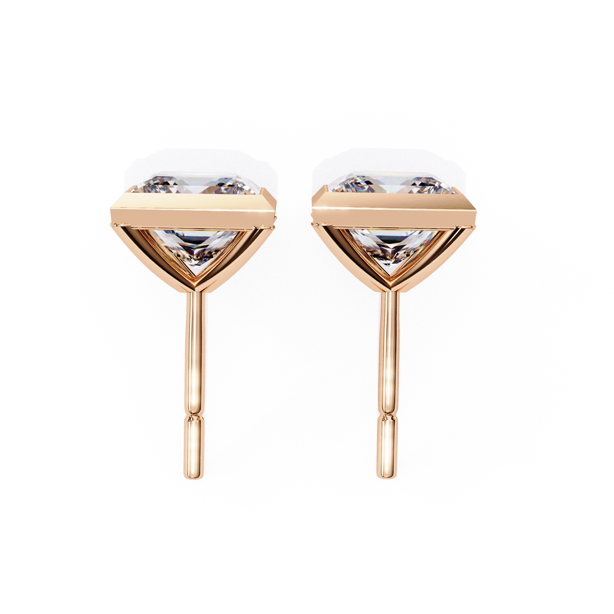 Waiheke Bezel Set Princess-Cut Diamond Stud Earrings
