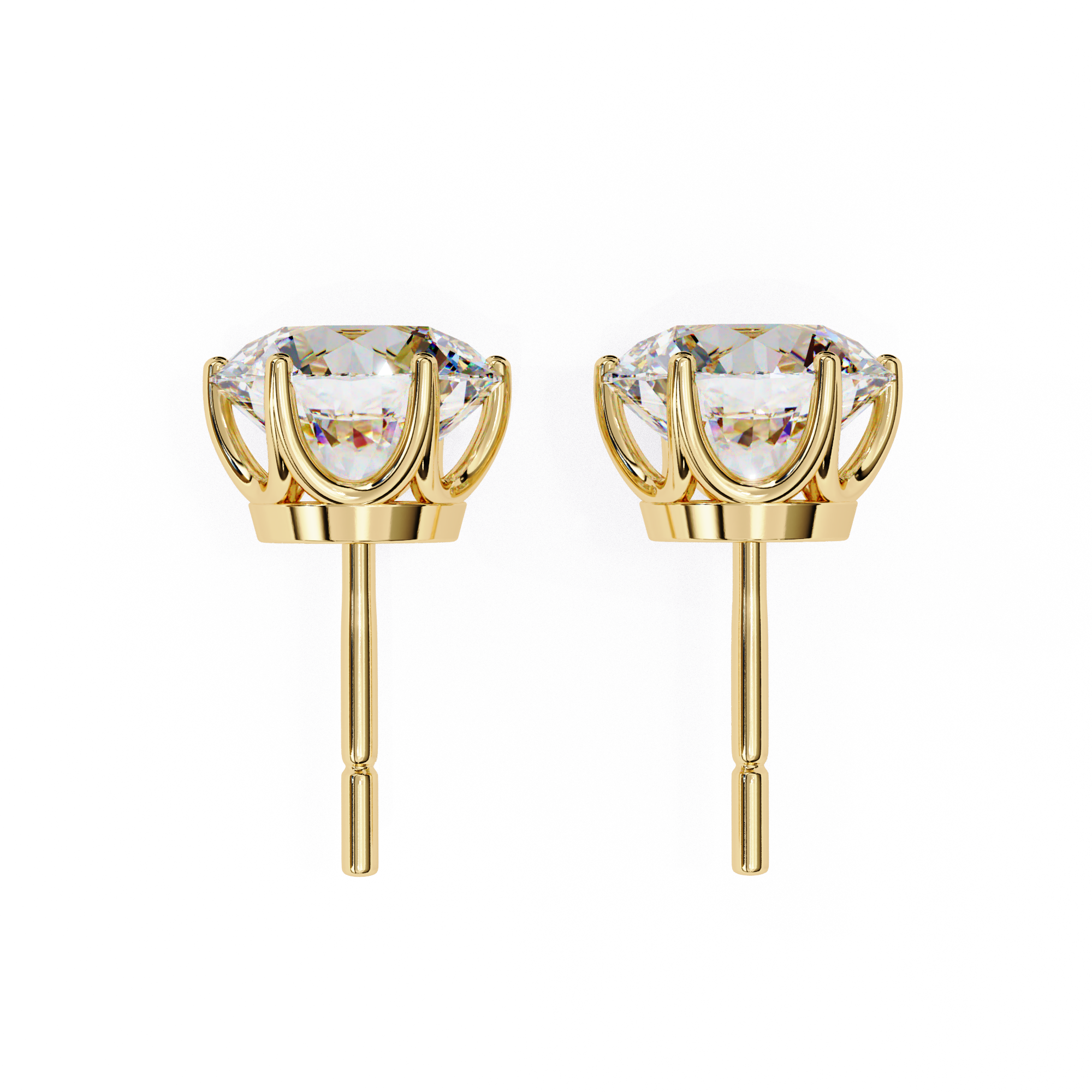 Brilliant Round-Cut Diamond Stud Earrings in Gold