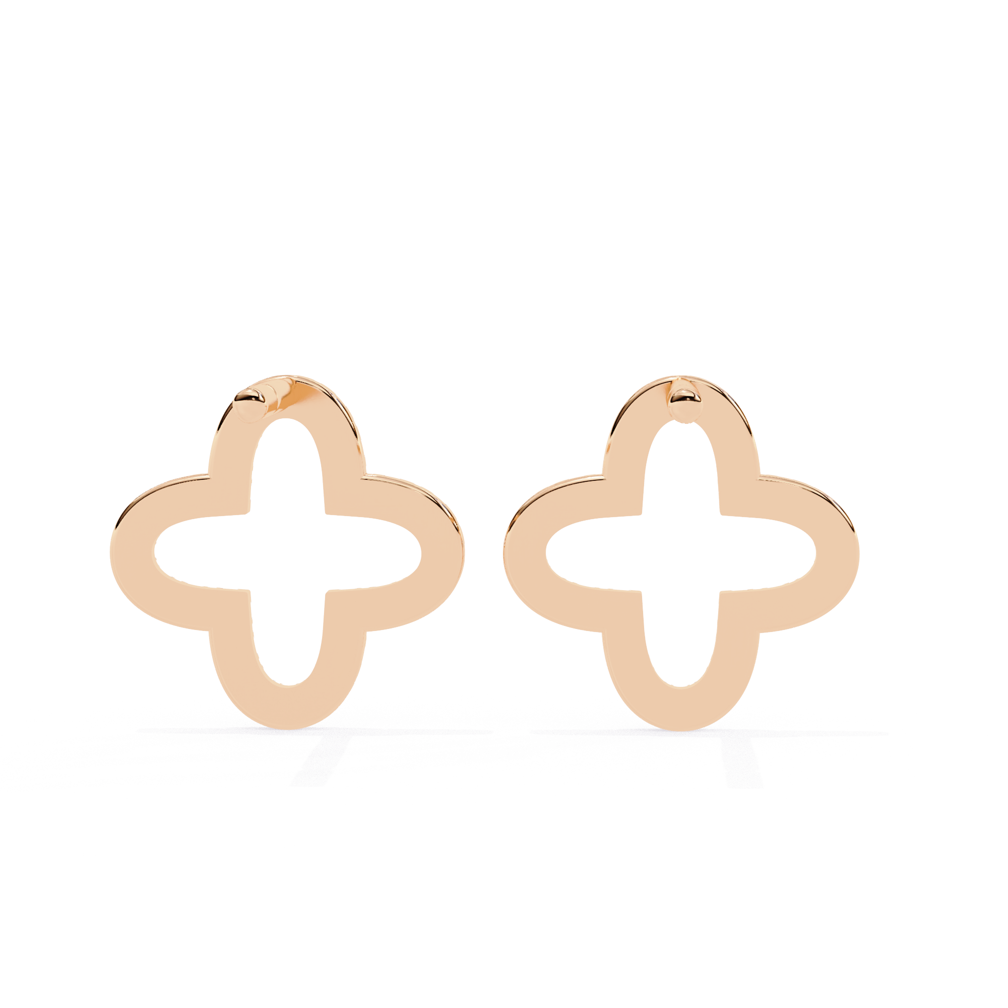 Elegant Diamond Clover Stud Earrings in Gold