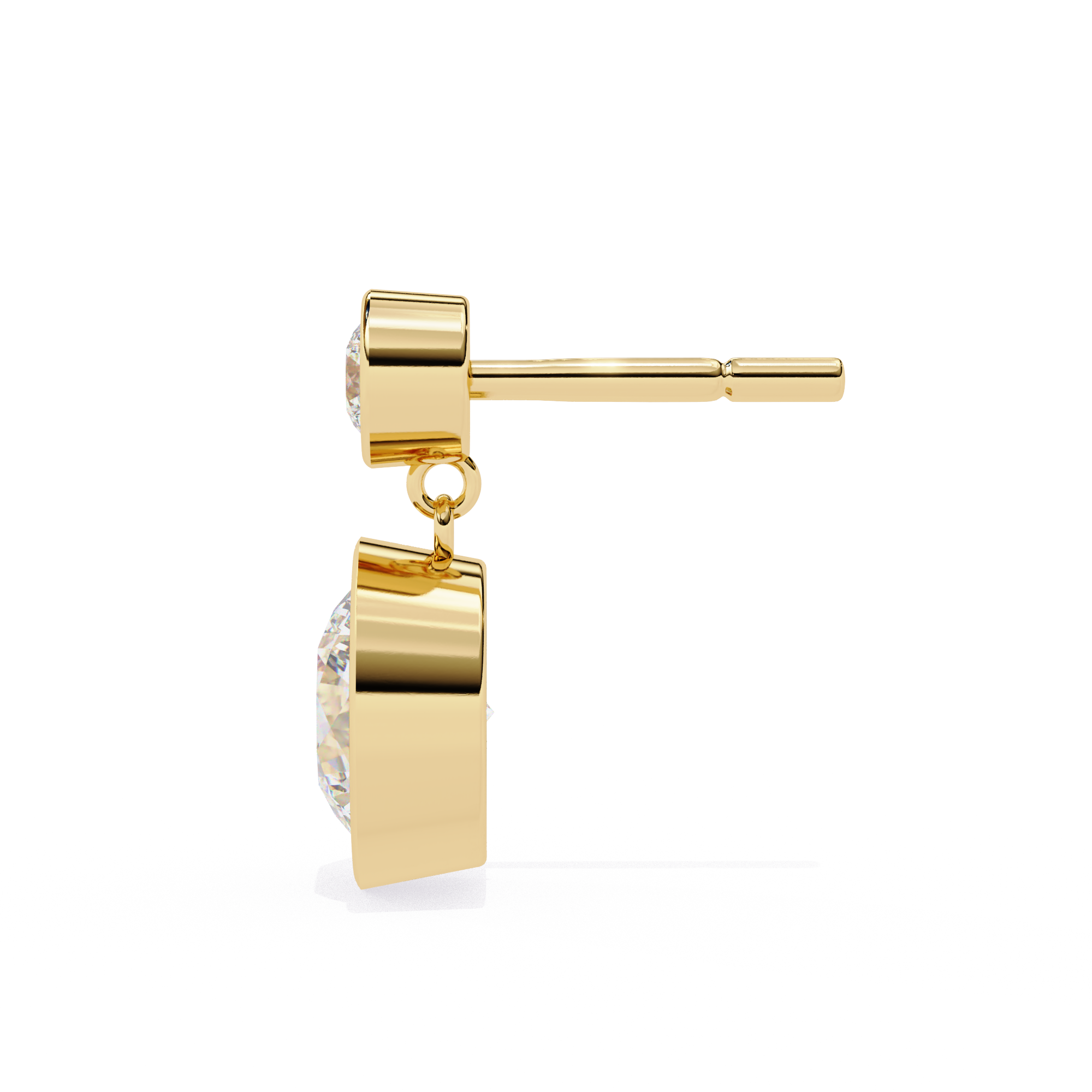 Classic Bezel-Set Double Diamond Drop Earrings