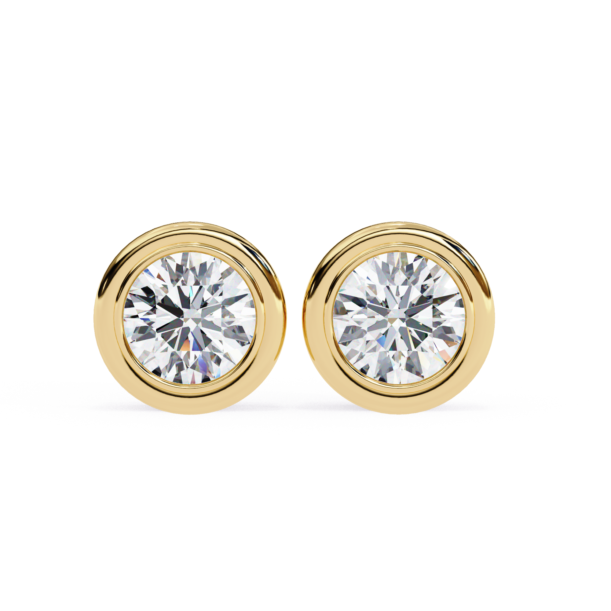 Timeless Bezel-Set Diamond Stud Earrings in Gold
