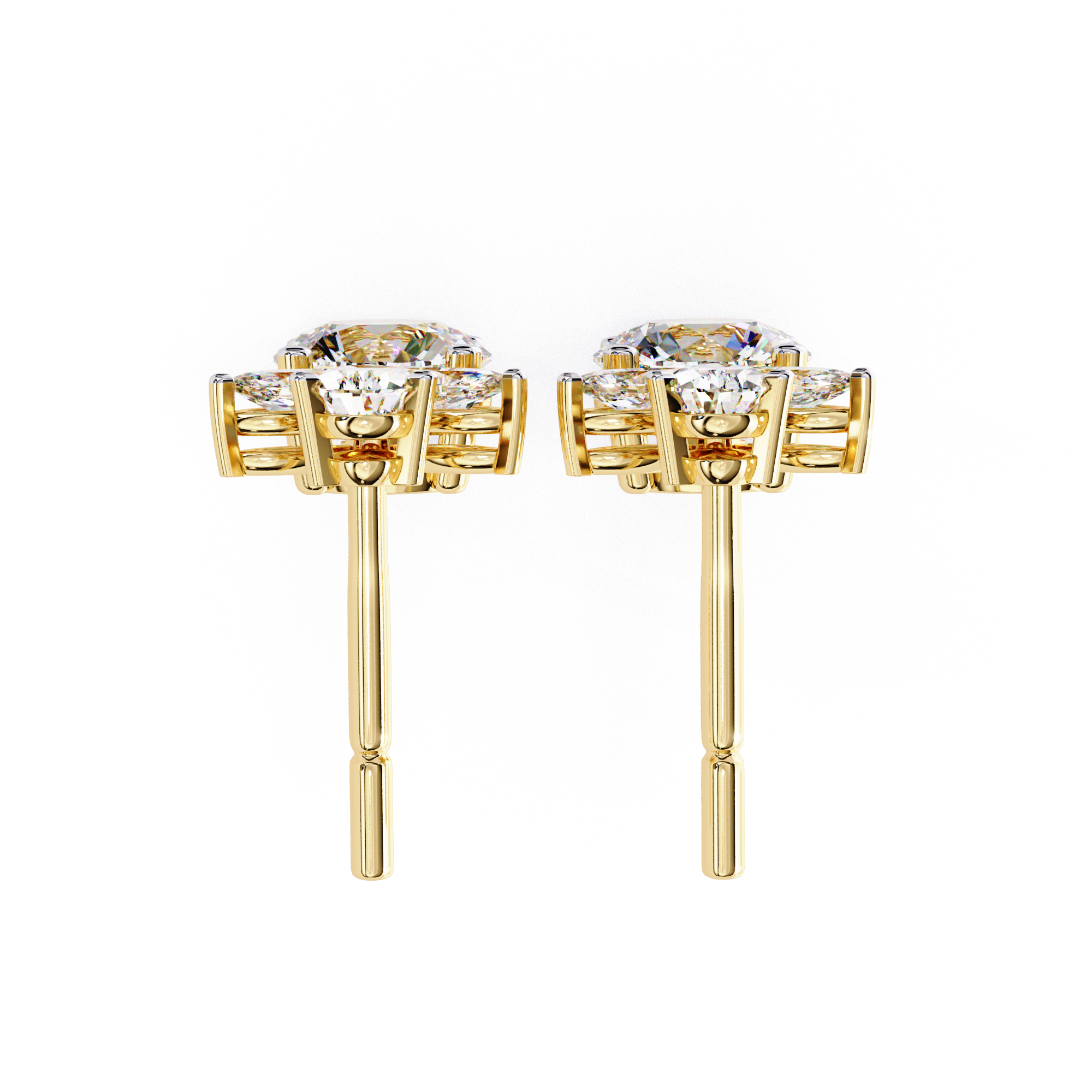 Elegant Floral Drop Diamond Earrings