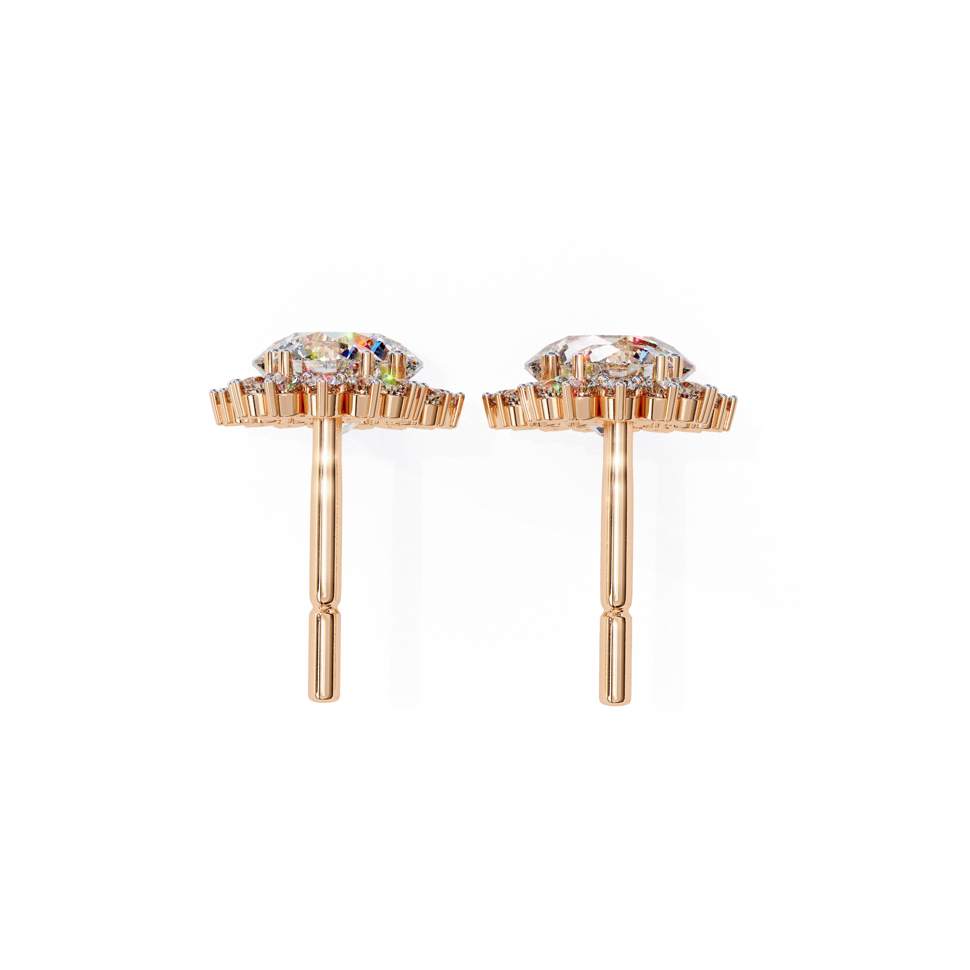 Sunburst Double Halo Diamond Drop Earrings