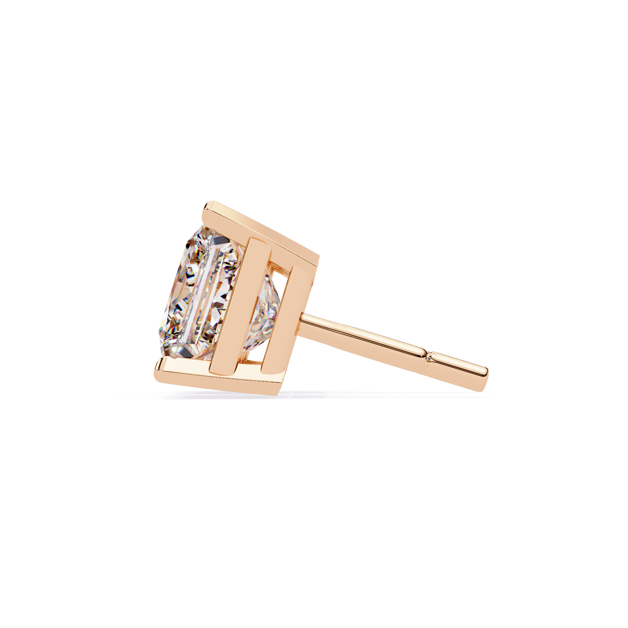 Elegant Princess-Cut Diamond Stud Earrings in Gold