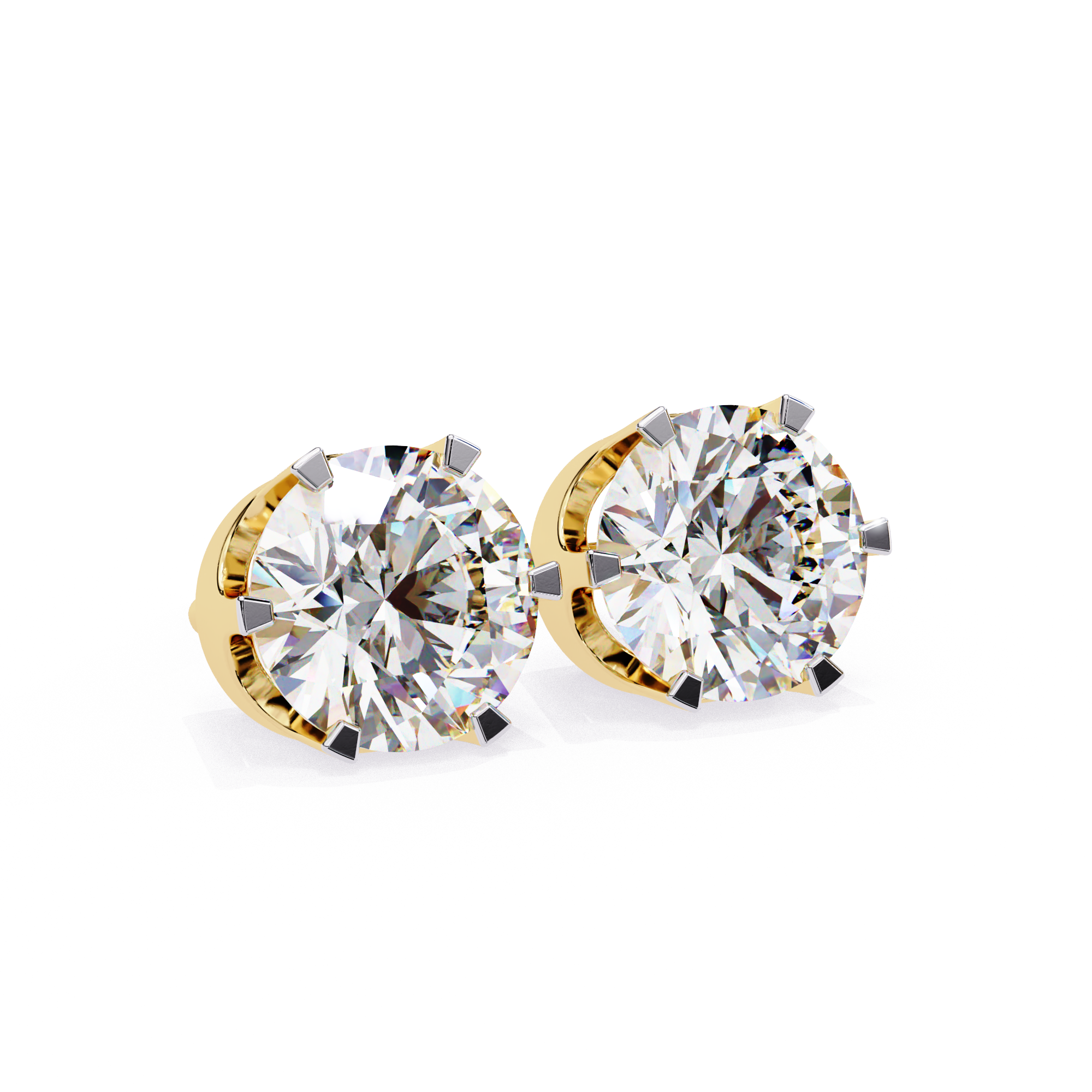 Classic 6-Prong Round Diamond Stud Earrings in Gold