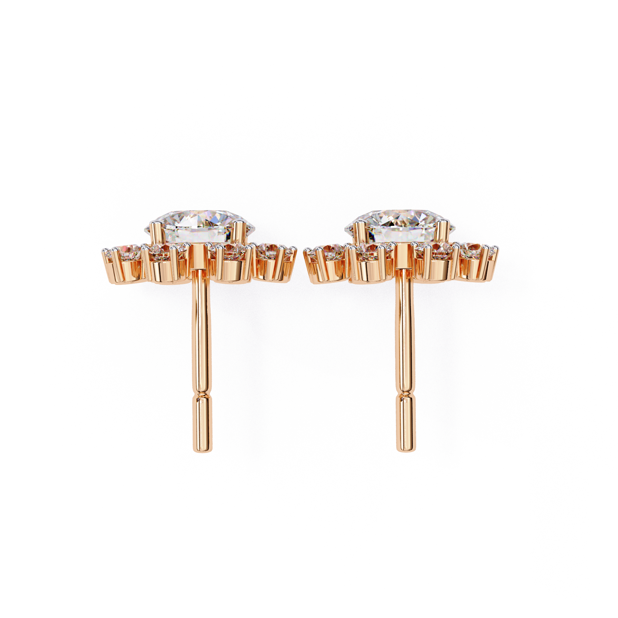 Stunning Sunburst Diamond Stud Earrings in Gold