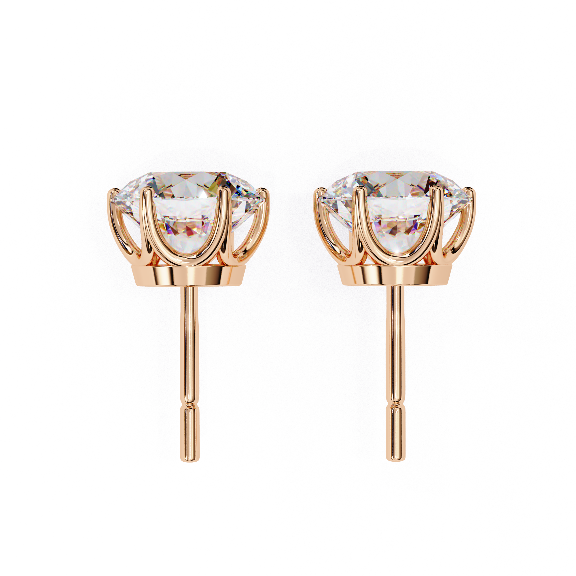 Brilliant Round-Cut Diamond Stud Earrings in Gold