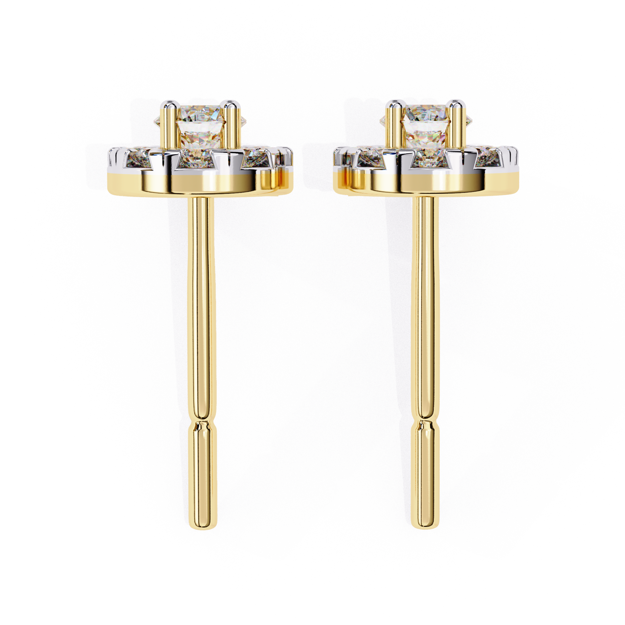 Exquisite Halo Diamond Stud Earrings in Gold