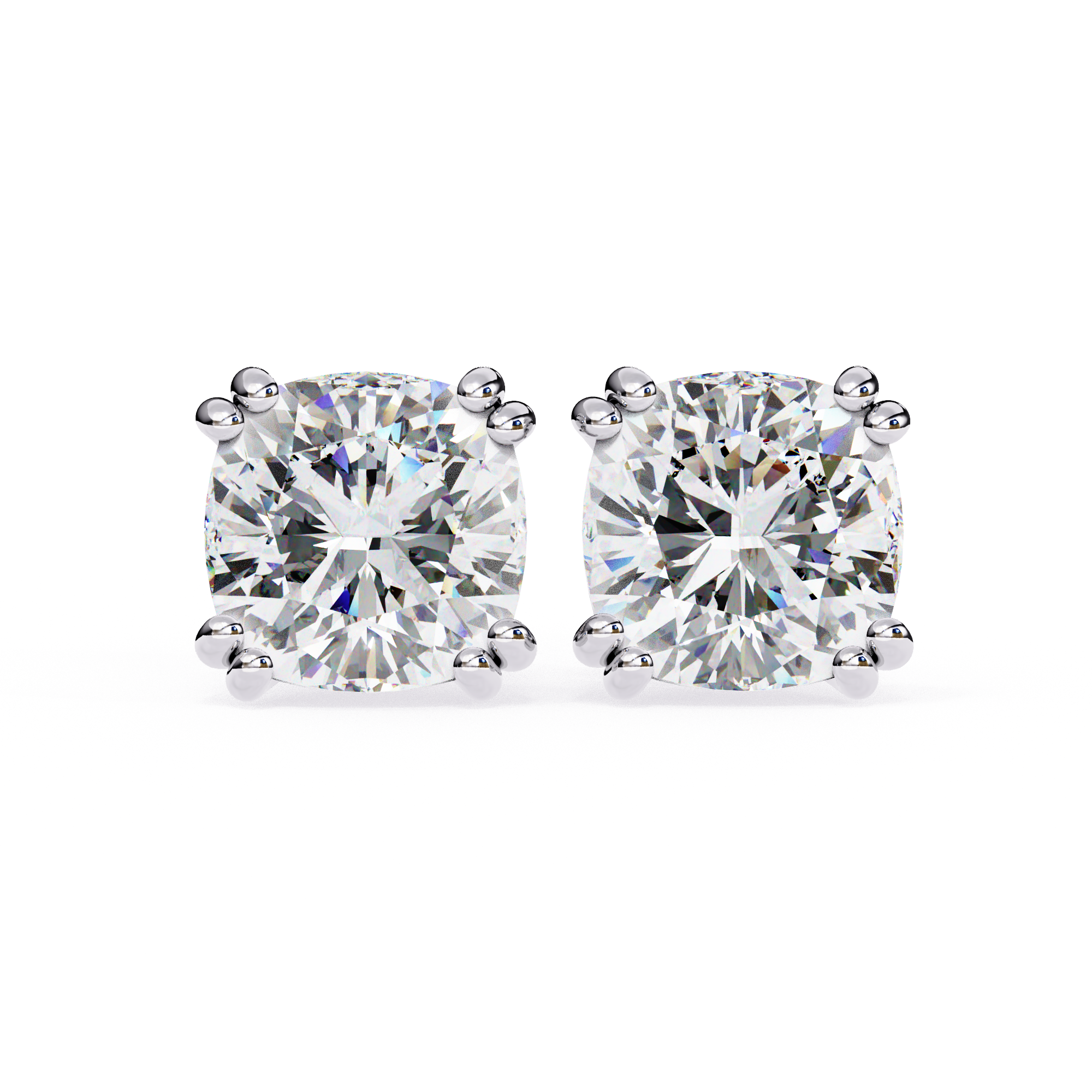 Cushion-Cut Diamond Stud Earrings in Gold