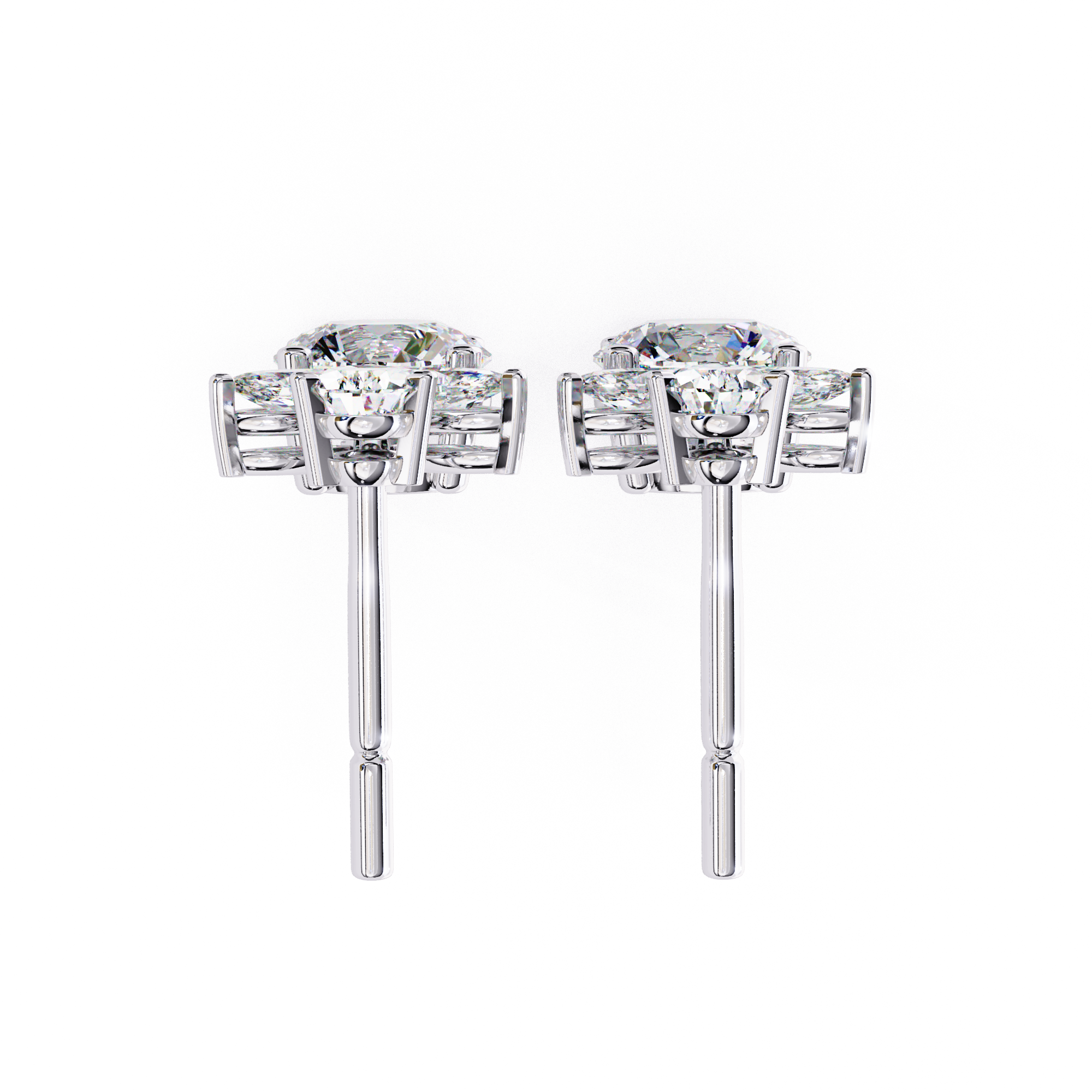 Elegant Floral Drop Diamond Earrings