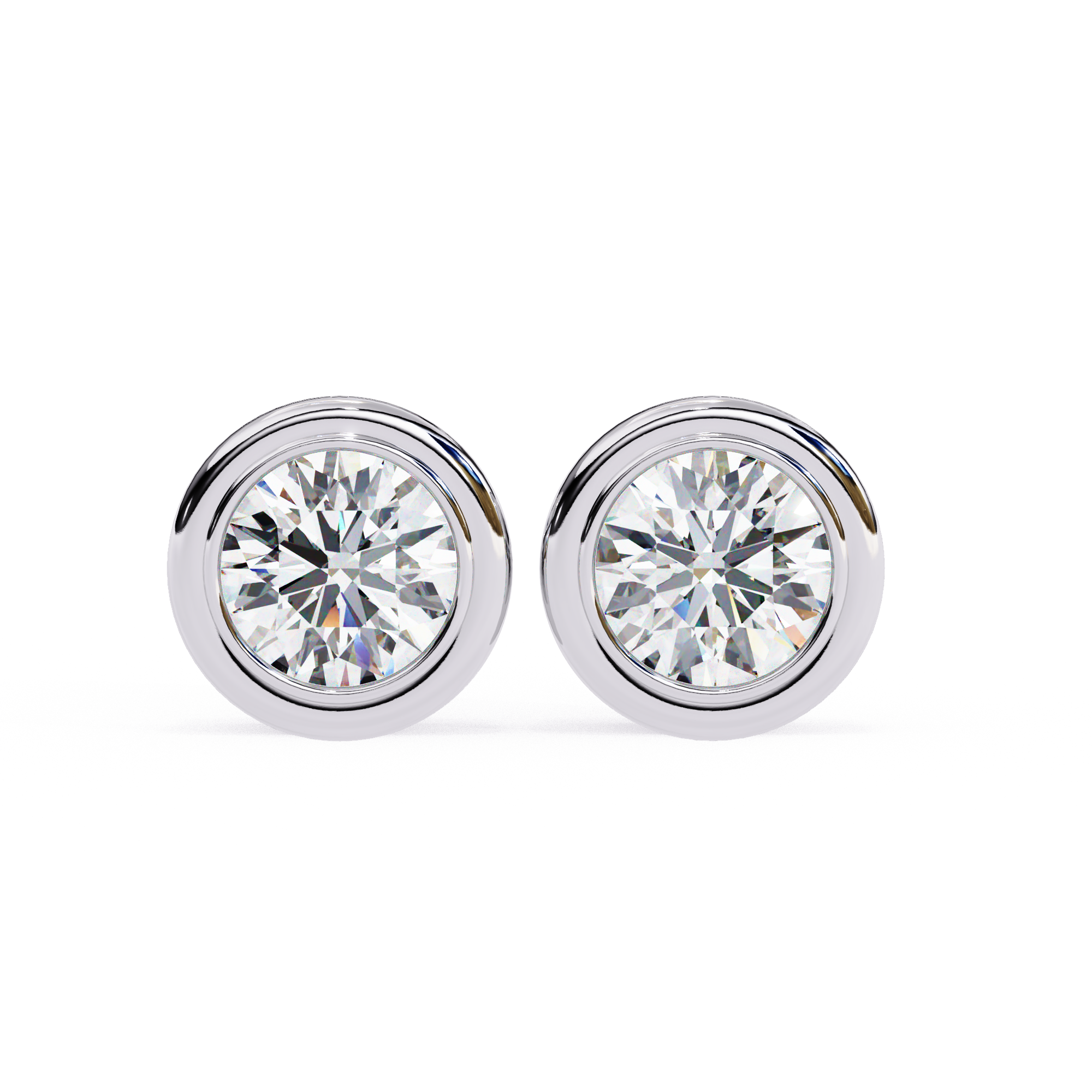 Timeless Bezel-Set Diamond Stud Earrings in Gold