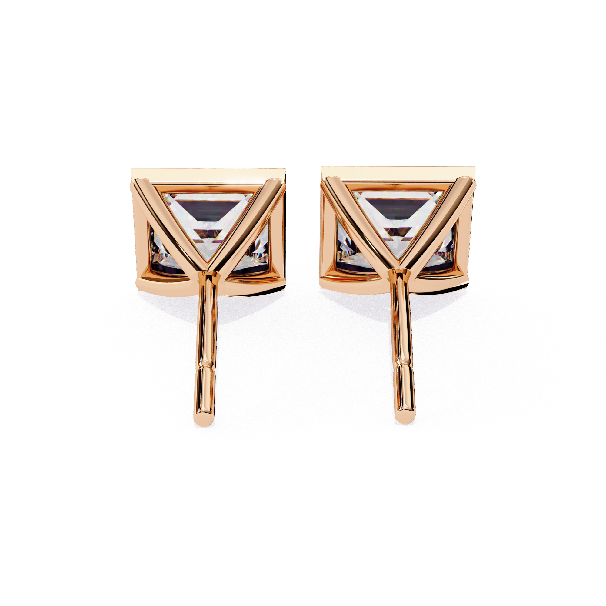 Waiheke Bezel Set Princess-Cut Diamond Stud Earrings