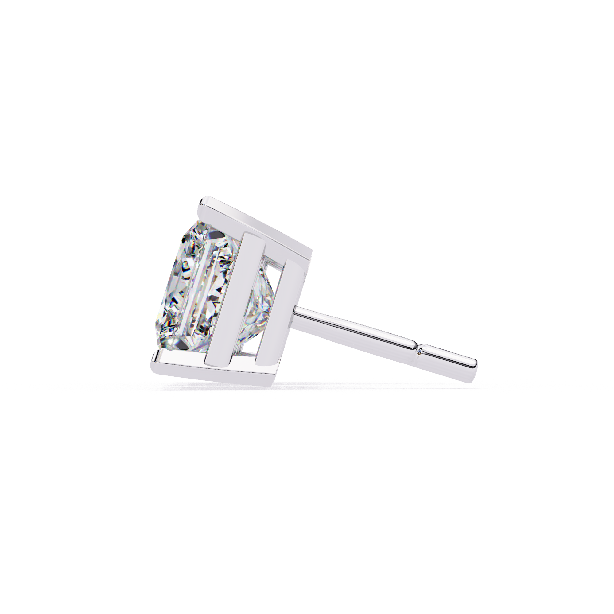 Elegant Princess-Cut Diamond Stud Earrings in Gold