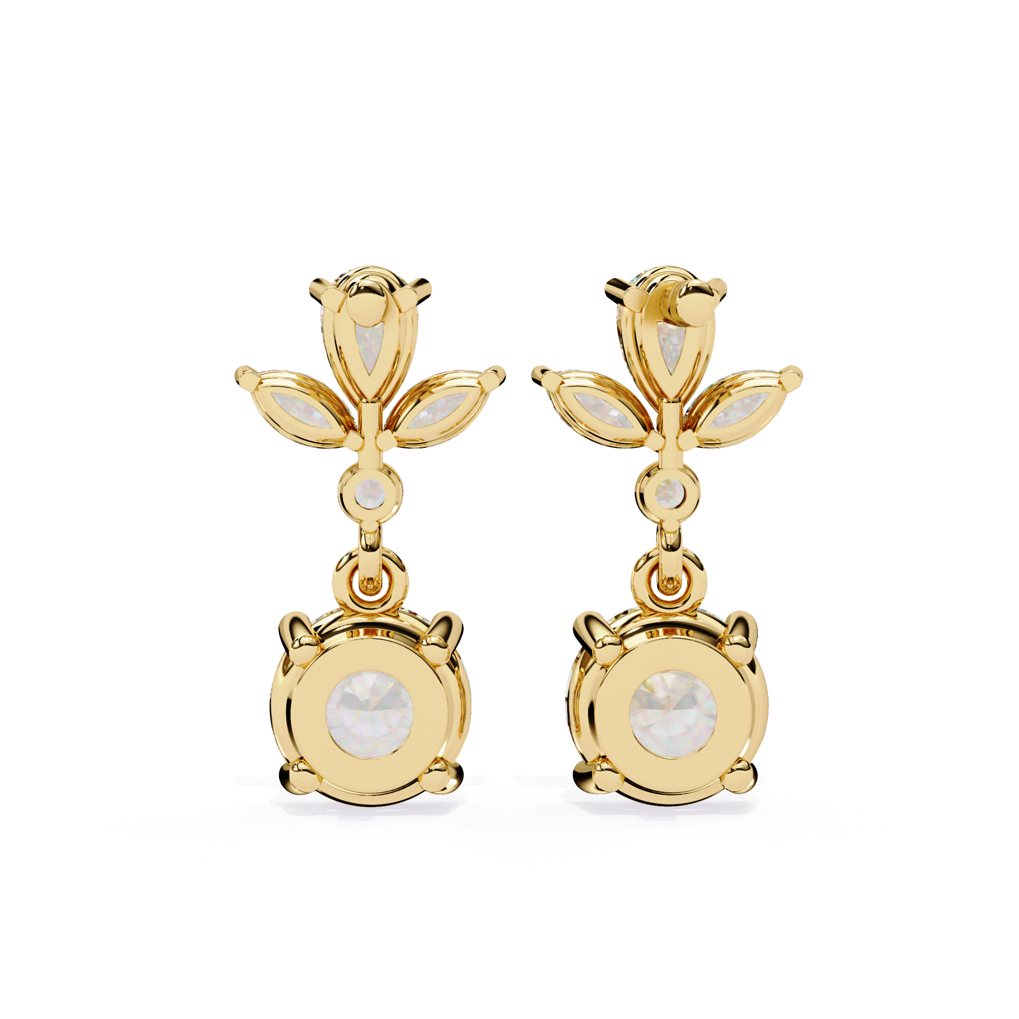 Elegant Floral Drop Diamond Earrings
