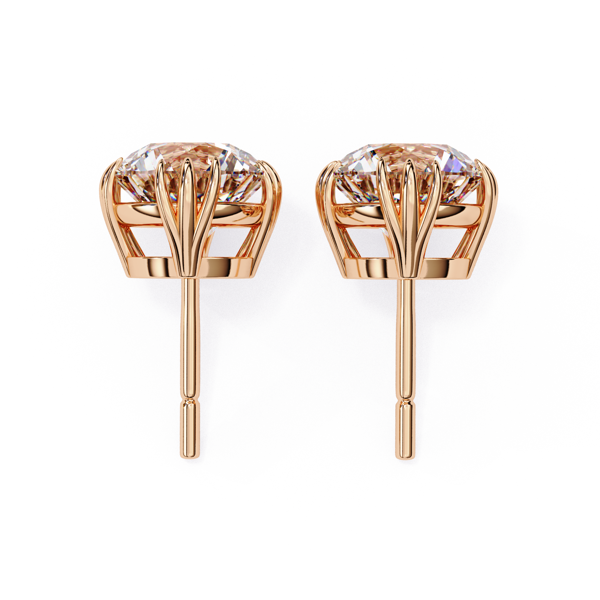 Elegant Gold Diamond Stud Earrings