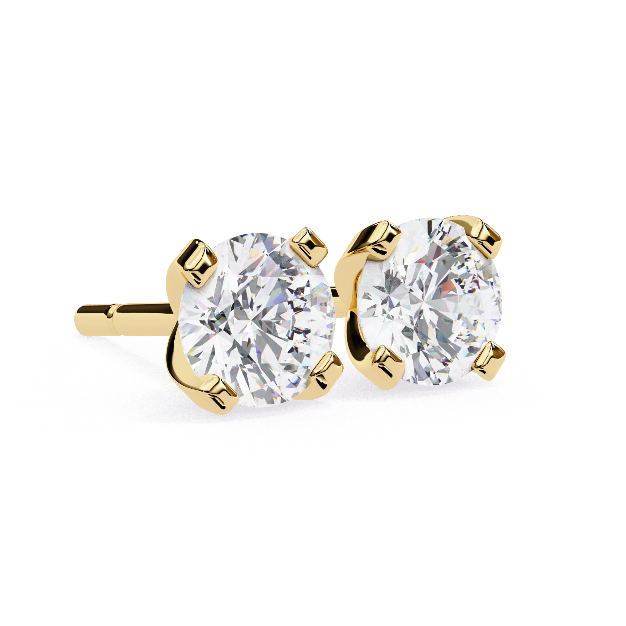 Timeless Round-Cut Diamond Stud Earrings in Gold
