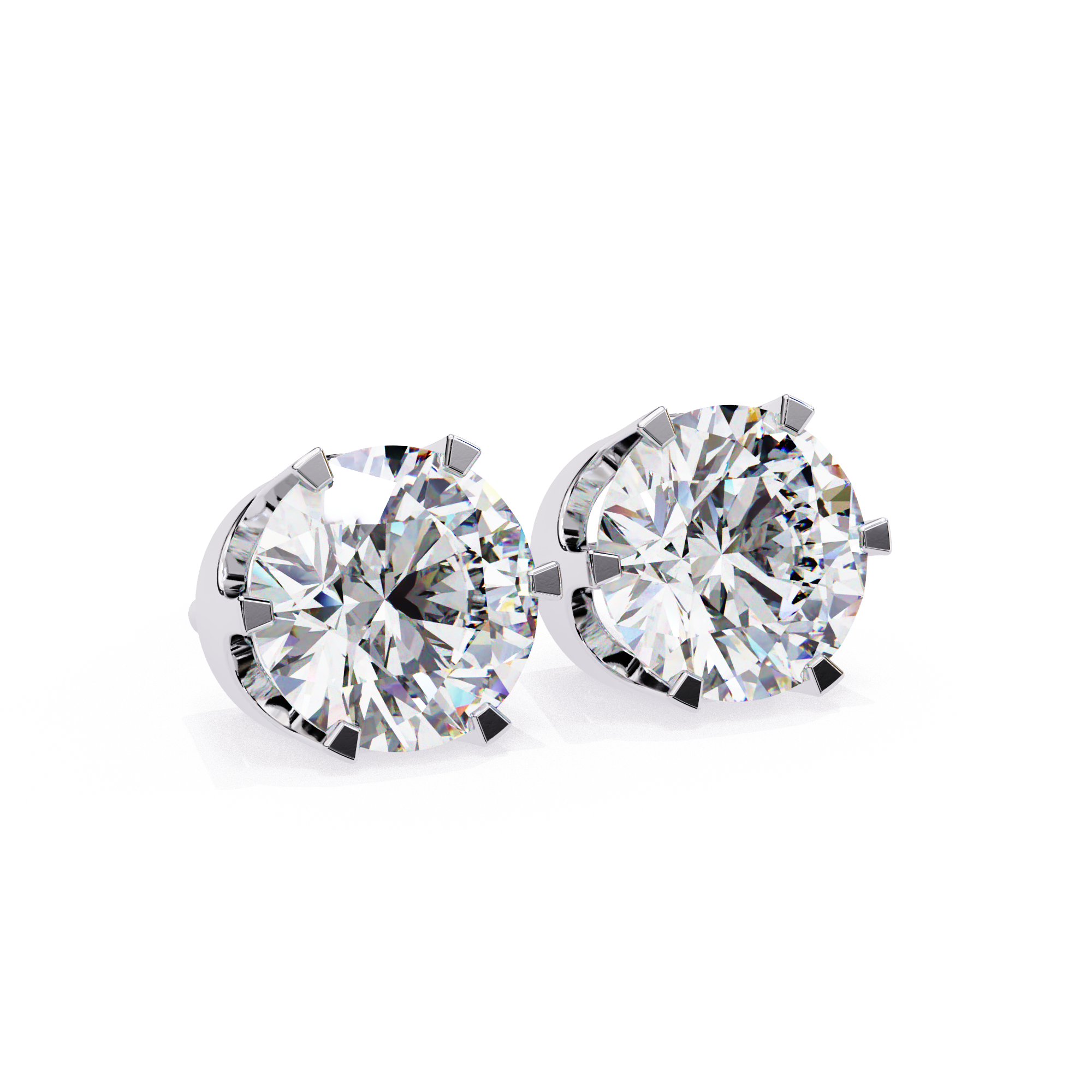 Classic 6-Prong Round Diamond Stud Earrings in Gold