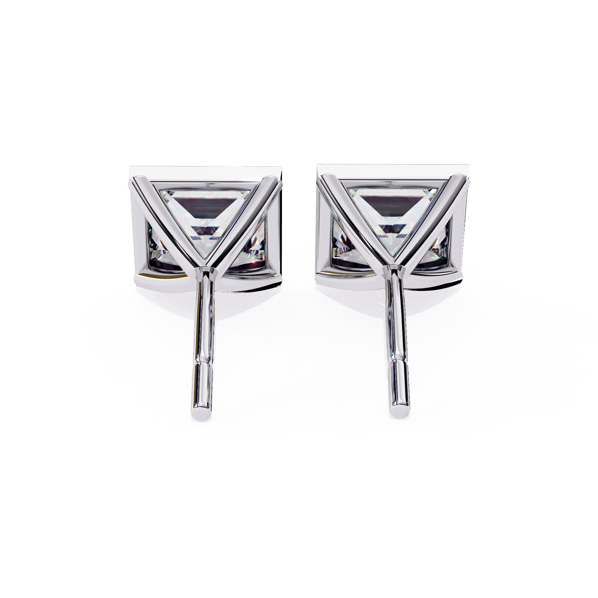 Waiheke Bezel Set Princess-Cut Diamond Stud Earrings