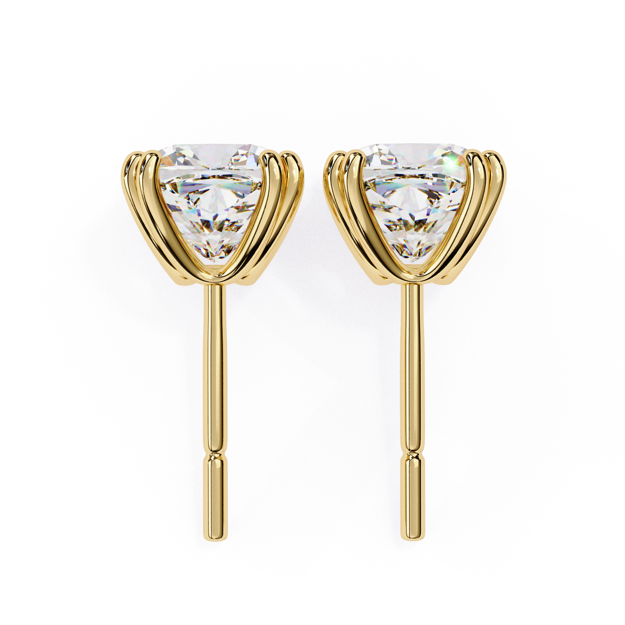Cushion-Cut Diamond Stud Earrings in Gold