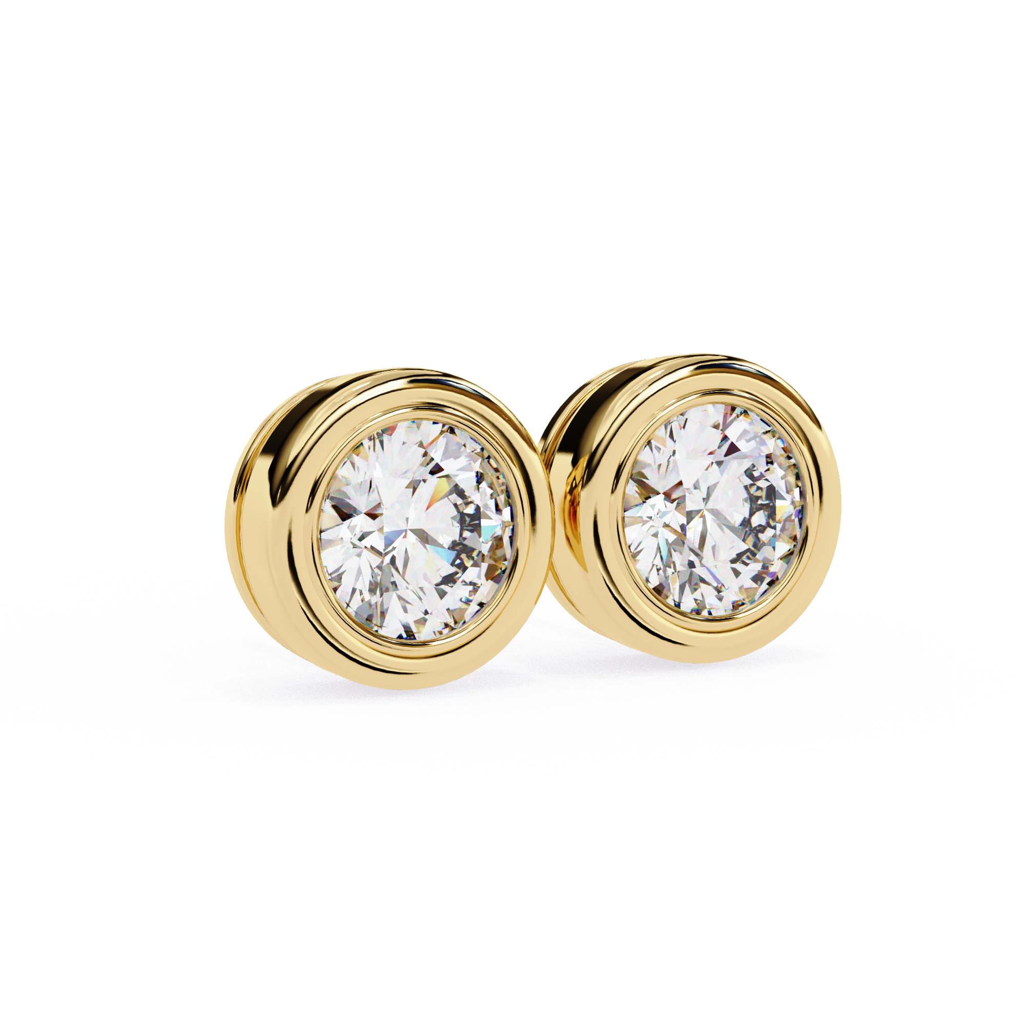 Timeless Bezel-Set Diamond Stud Earrings in Gold