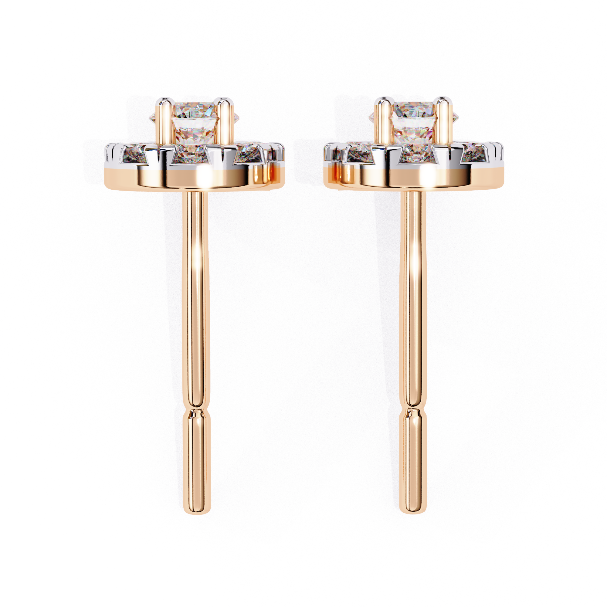 Exquisite Halo Diamond Stud Earrings in Gold