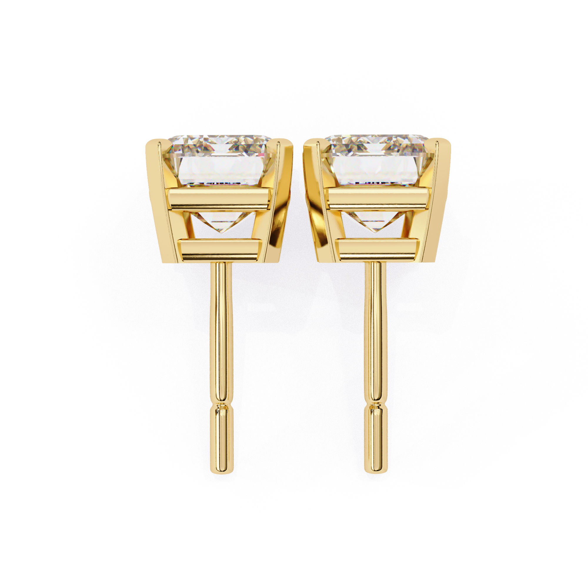 Exquisite Emerald-Cut Diamond Stud Earrings in Gold