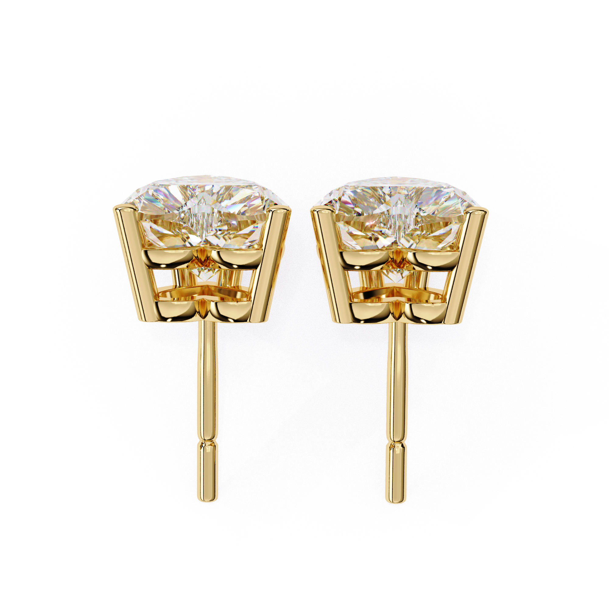 Romantic Heart-Cut Diamond Stud Earrings in Gold