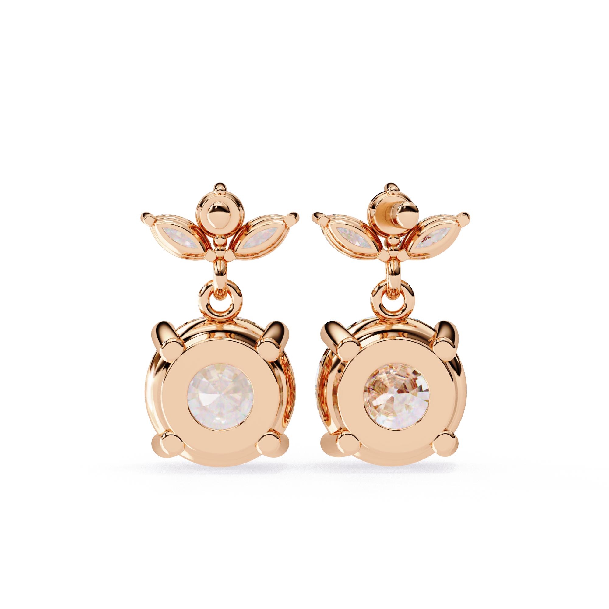 Elegant Floral Diamond Drop Earrings