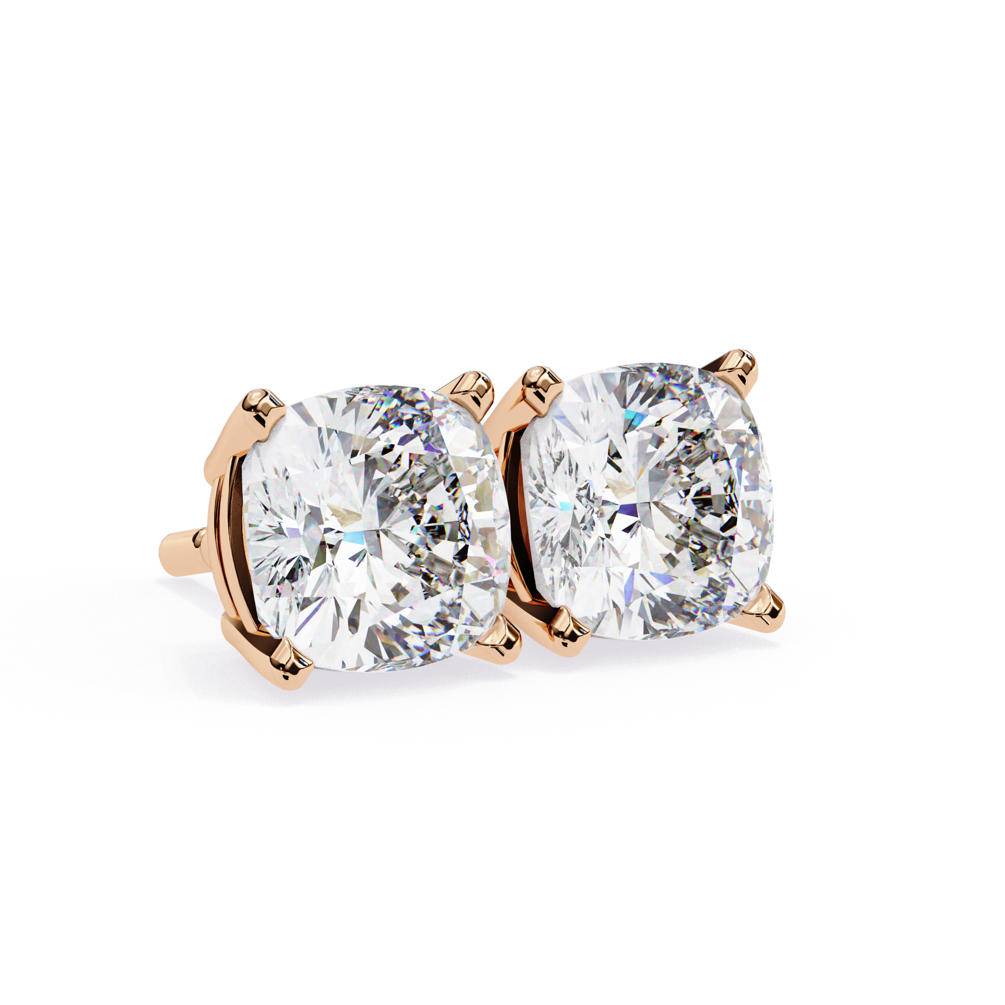 Radiant Cushion-Cut Diamond Stud Earrings in Gold