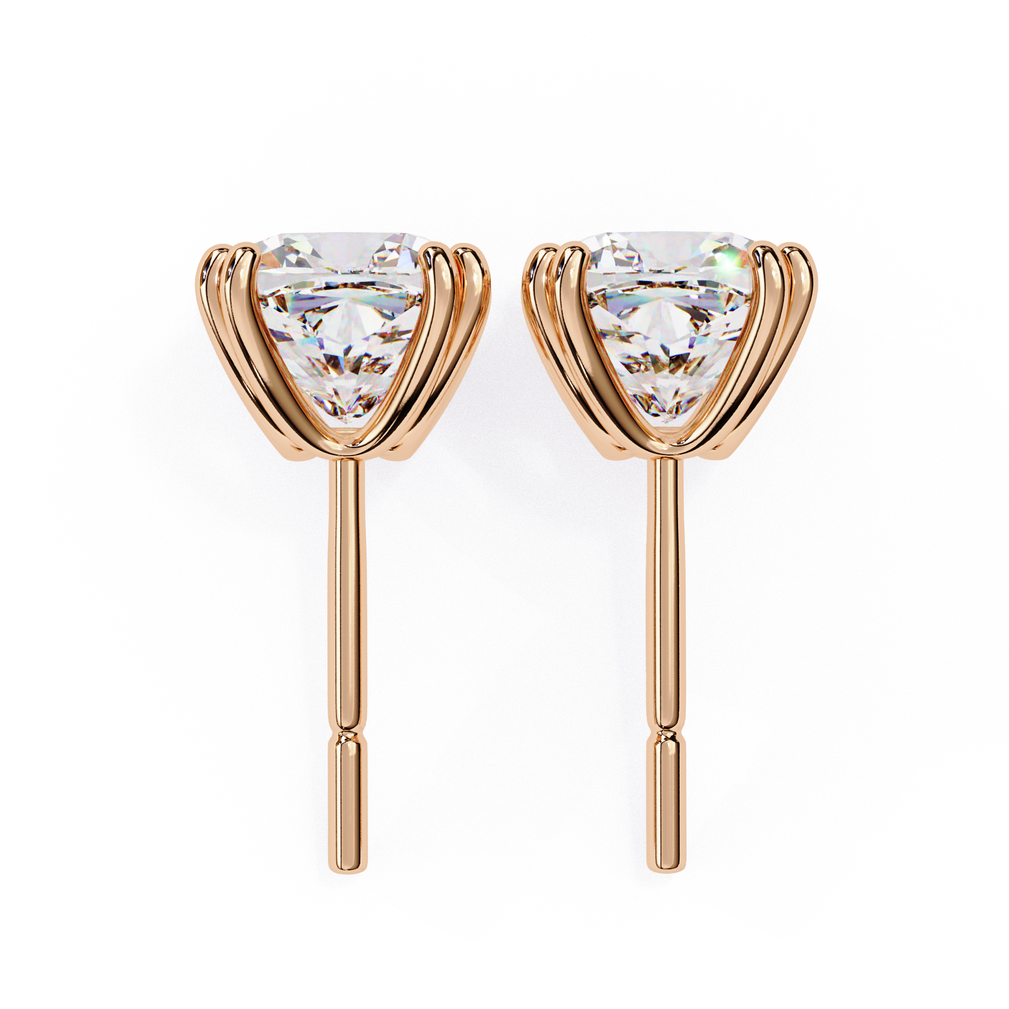 Cushion-Cut Diamond Stud Earrings in Gold