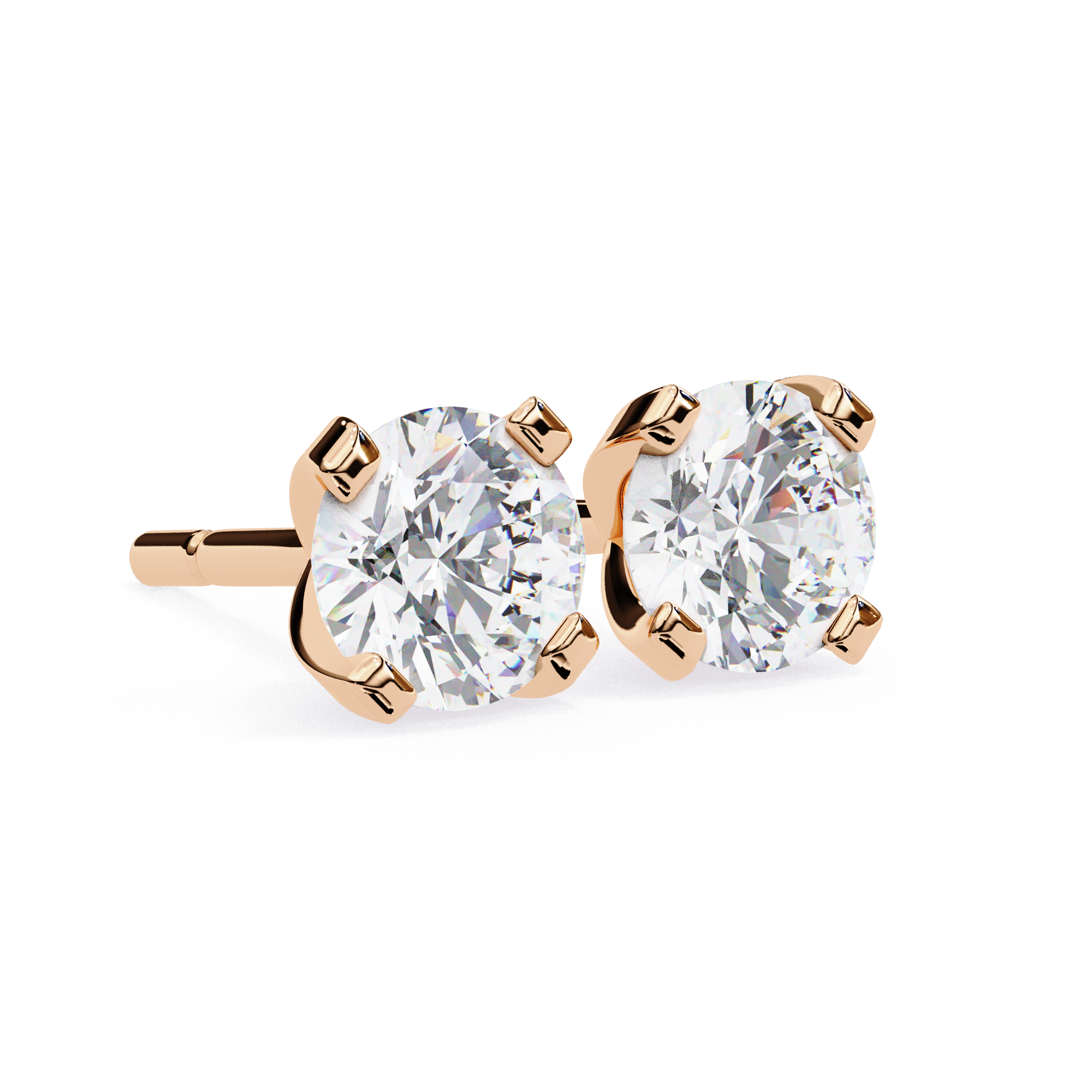 Timeless Round-Cut Diamond Stud Earrings in Gold