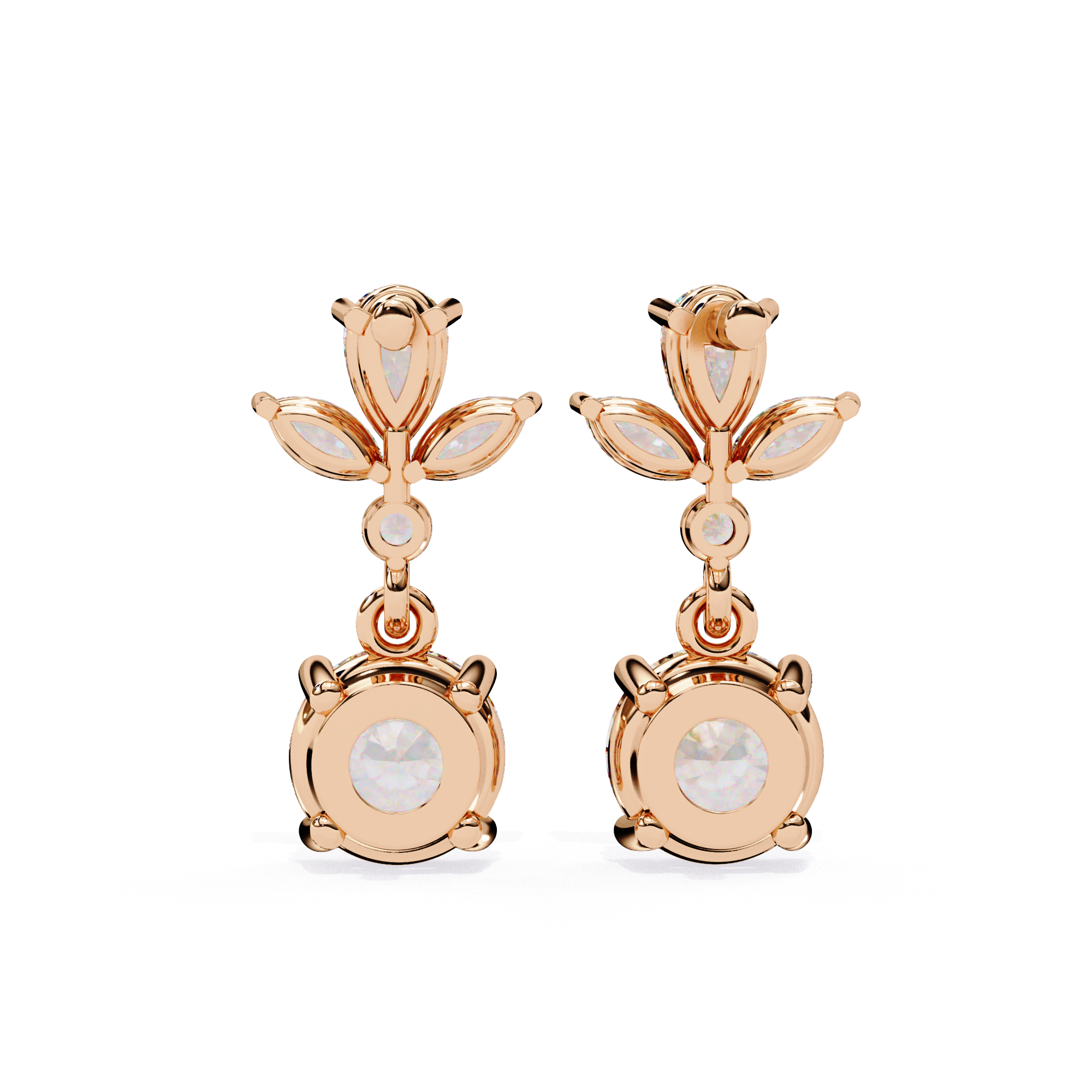 Elegant Floral Drop Diamond Earrings