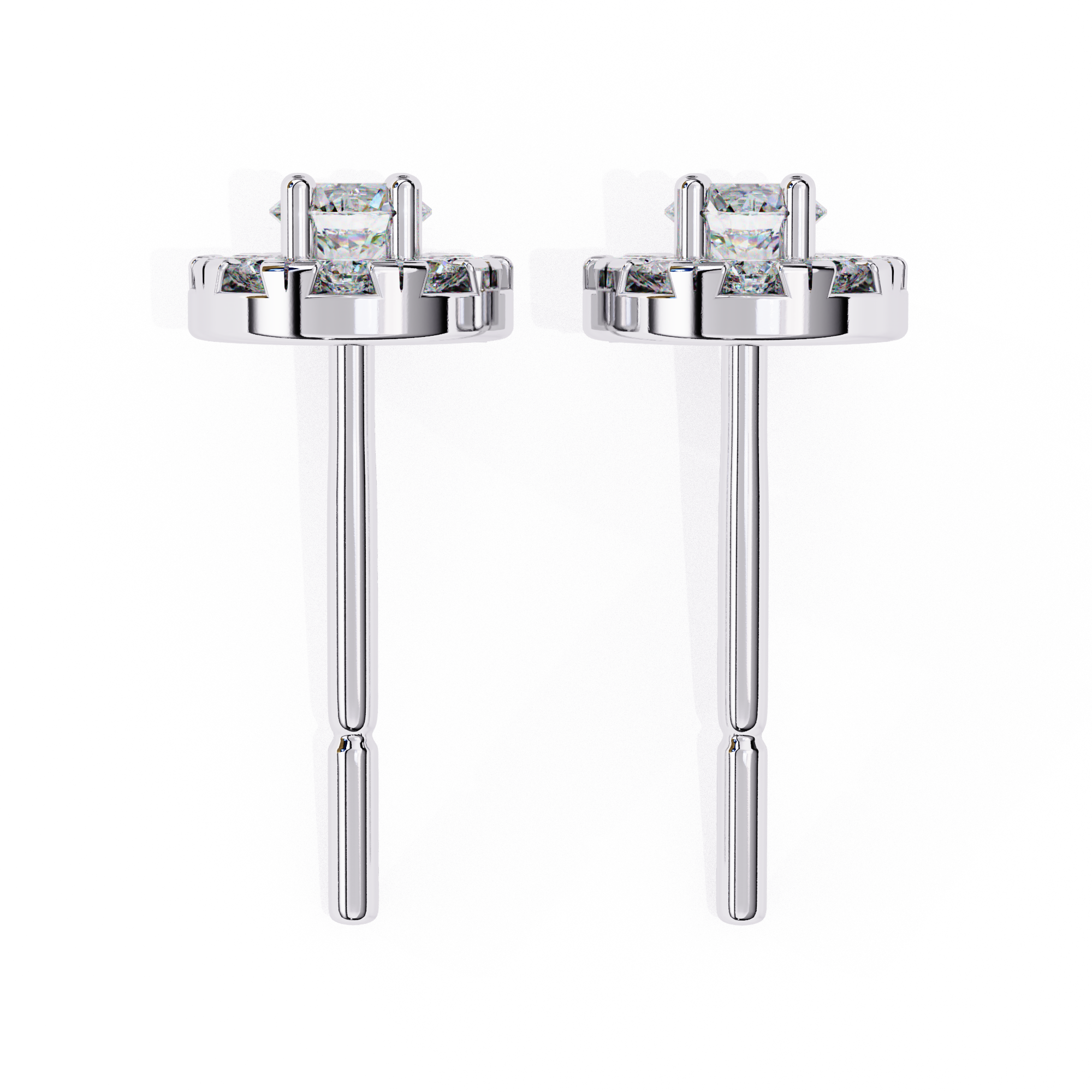 Exquisite Halo Diamond Stud Earrings in Gold