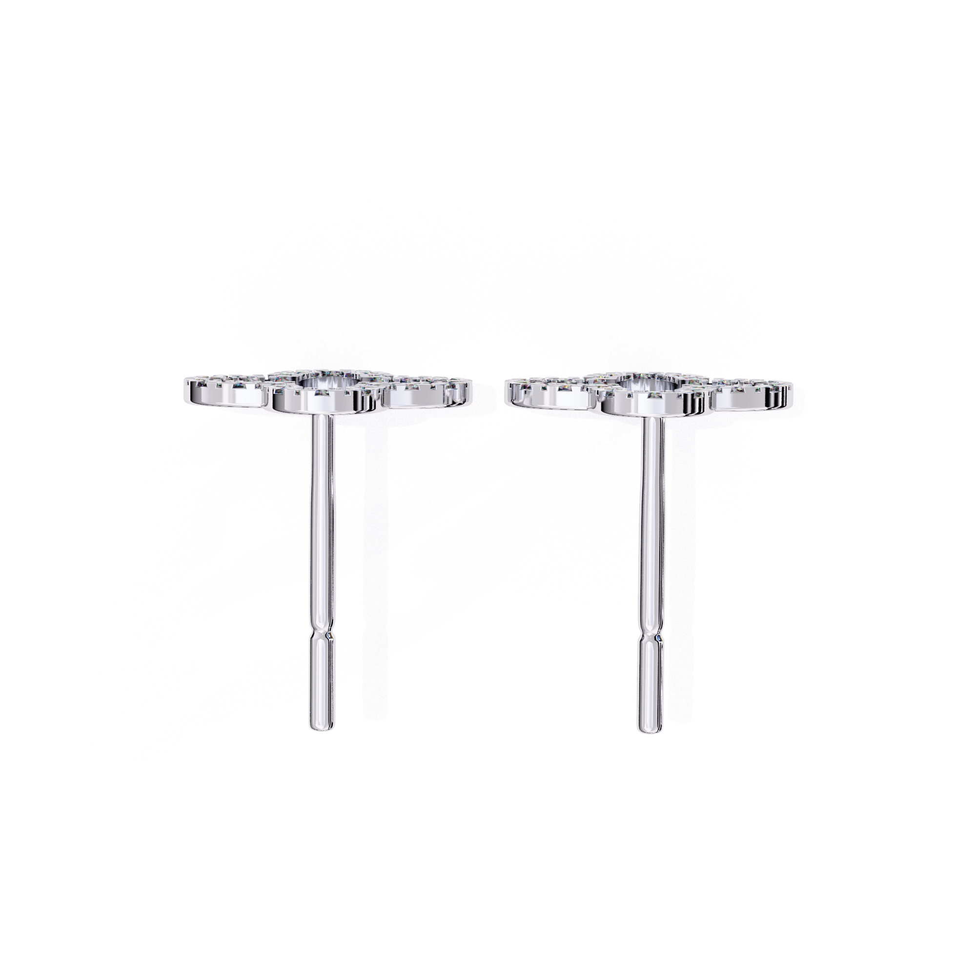 Elegant Diamond Clover Stud Earrings in Gold