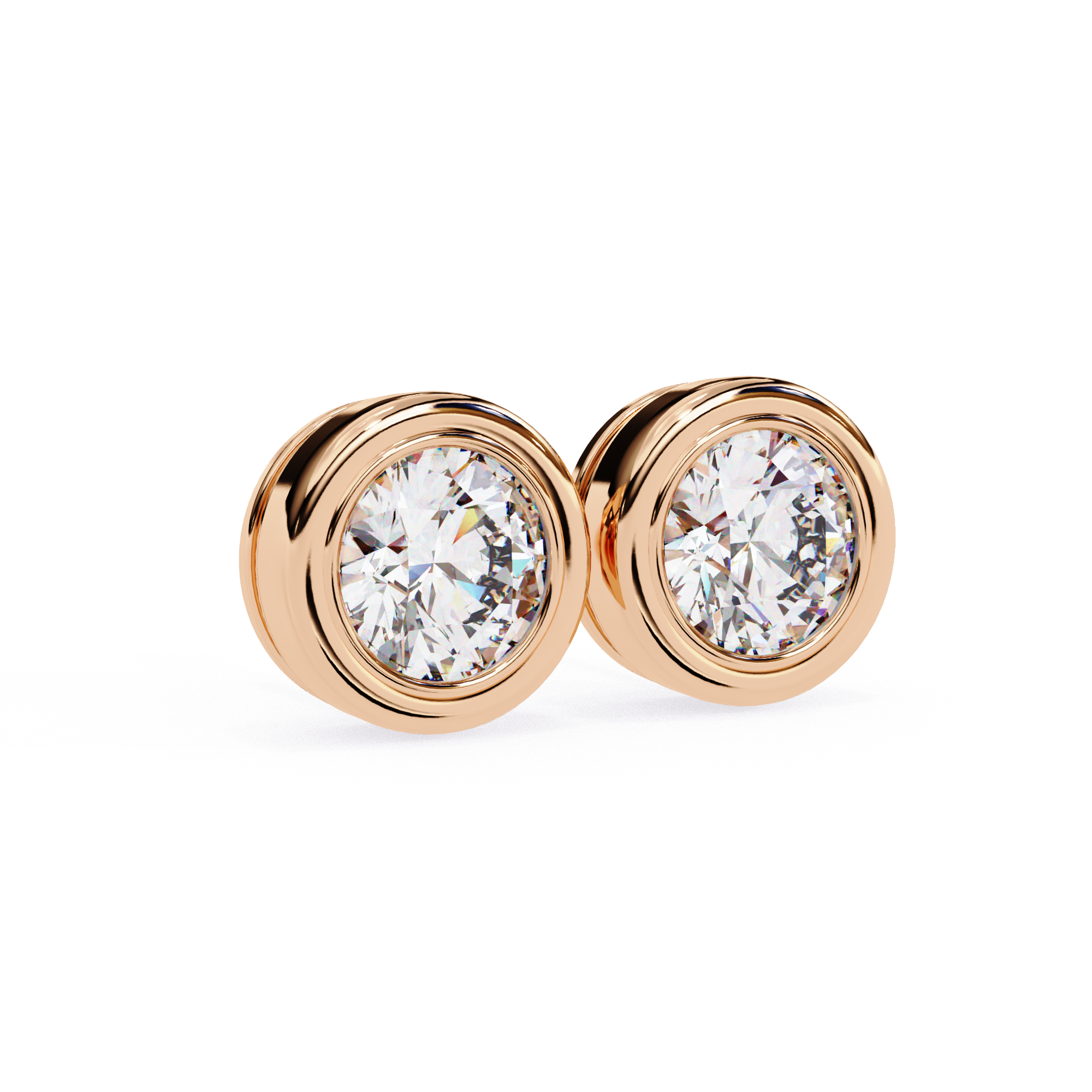 Timeless Bezel-Set Diamond Stud Earrings in Gold