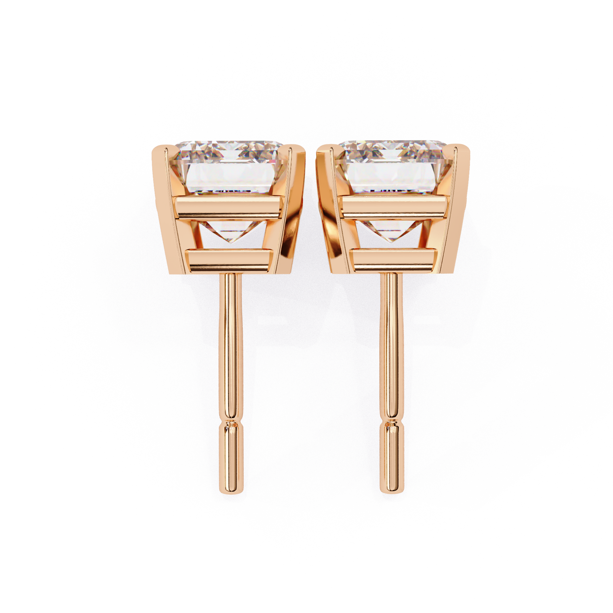 Exquisite Emerald-Cut Diamond Stud Earrings in Gold