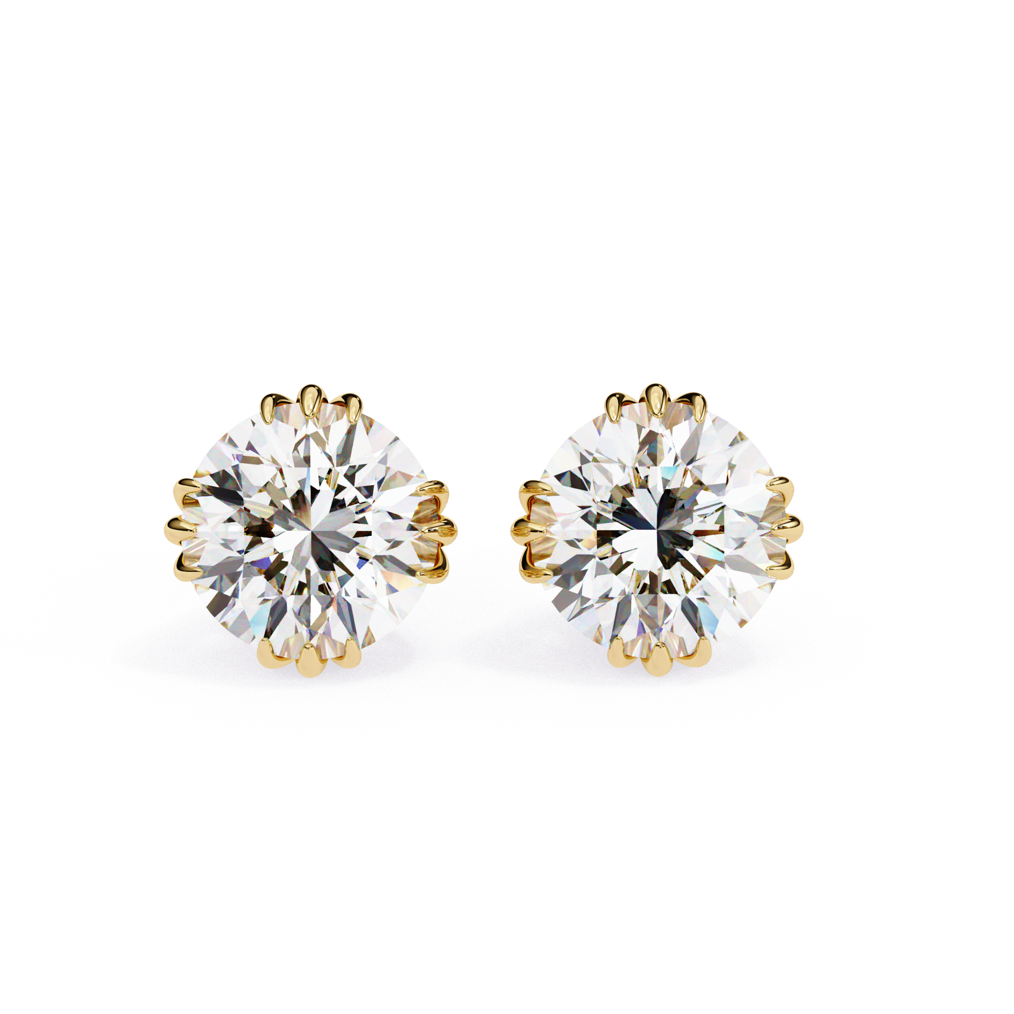 Elegant Gold Diamond Stud Earrings