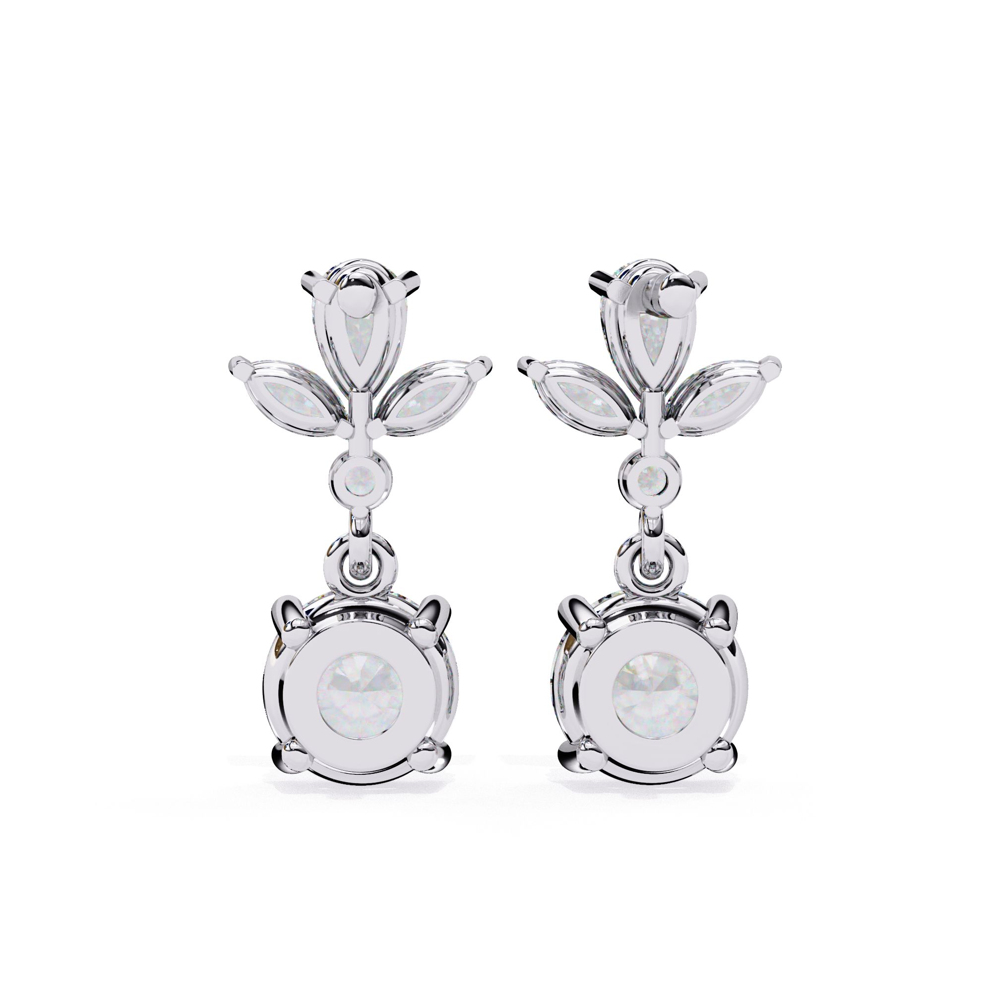 Elegant Floral Drop Diamond Earrings