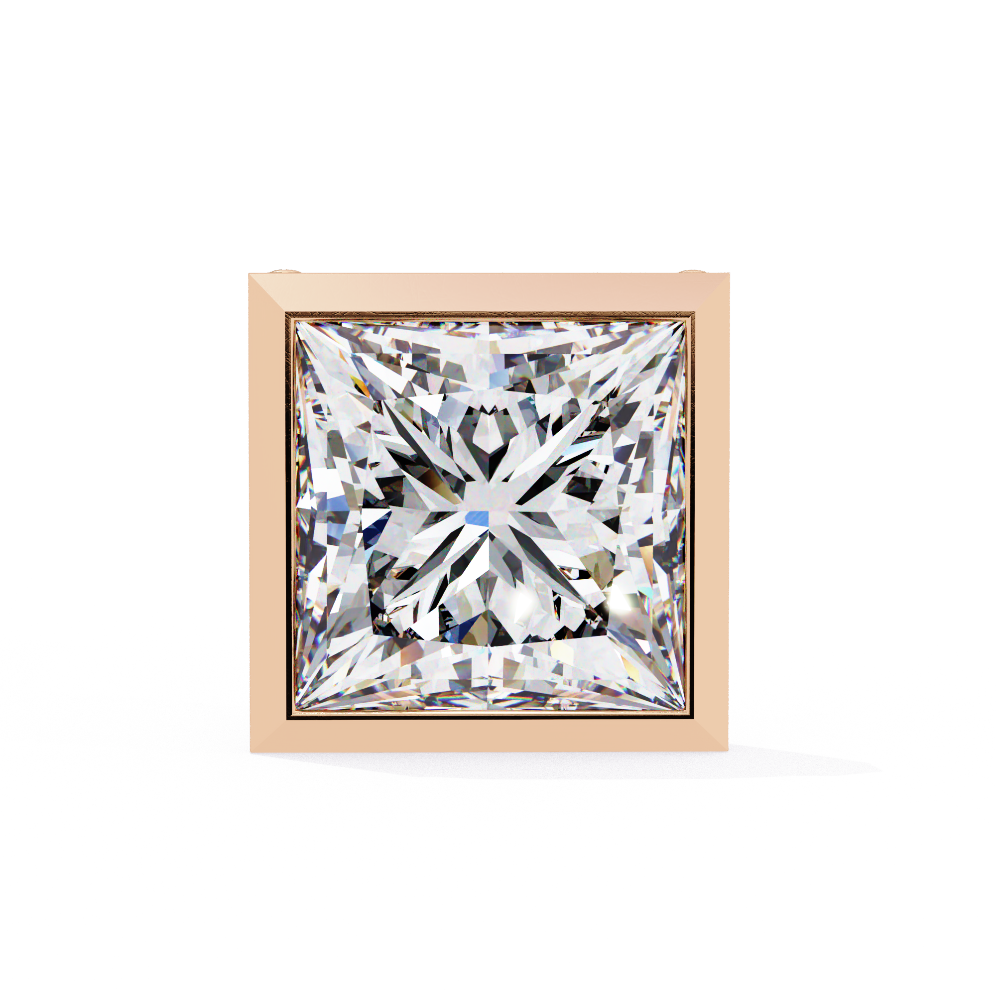 Waiheke Bezel Set Princess-Cut Diamond Stud Earrings