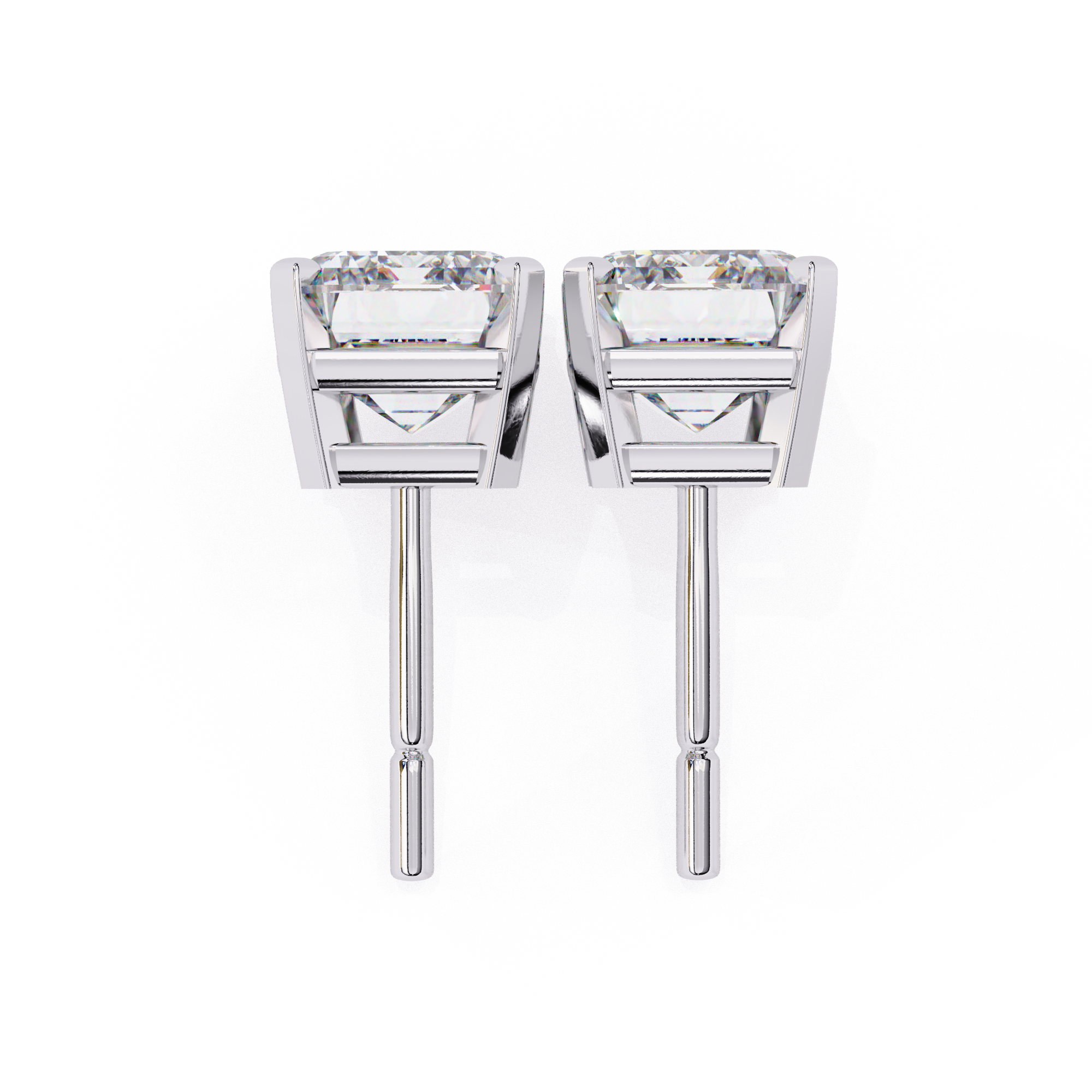 Exquisite Emerald-Cut Diamond Stud Earrings in Gold