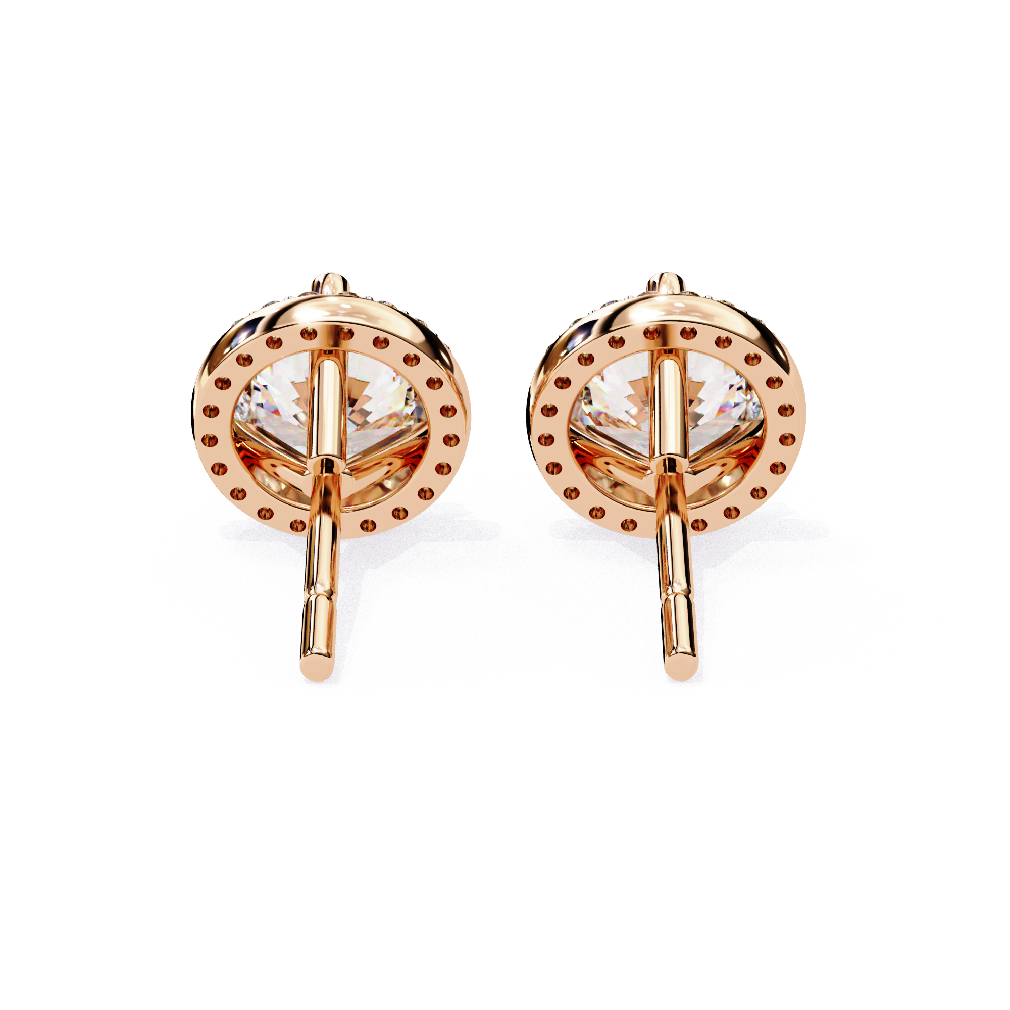 Elegant Round-Cut Diamond Halo Stud Earrings