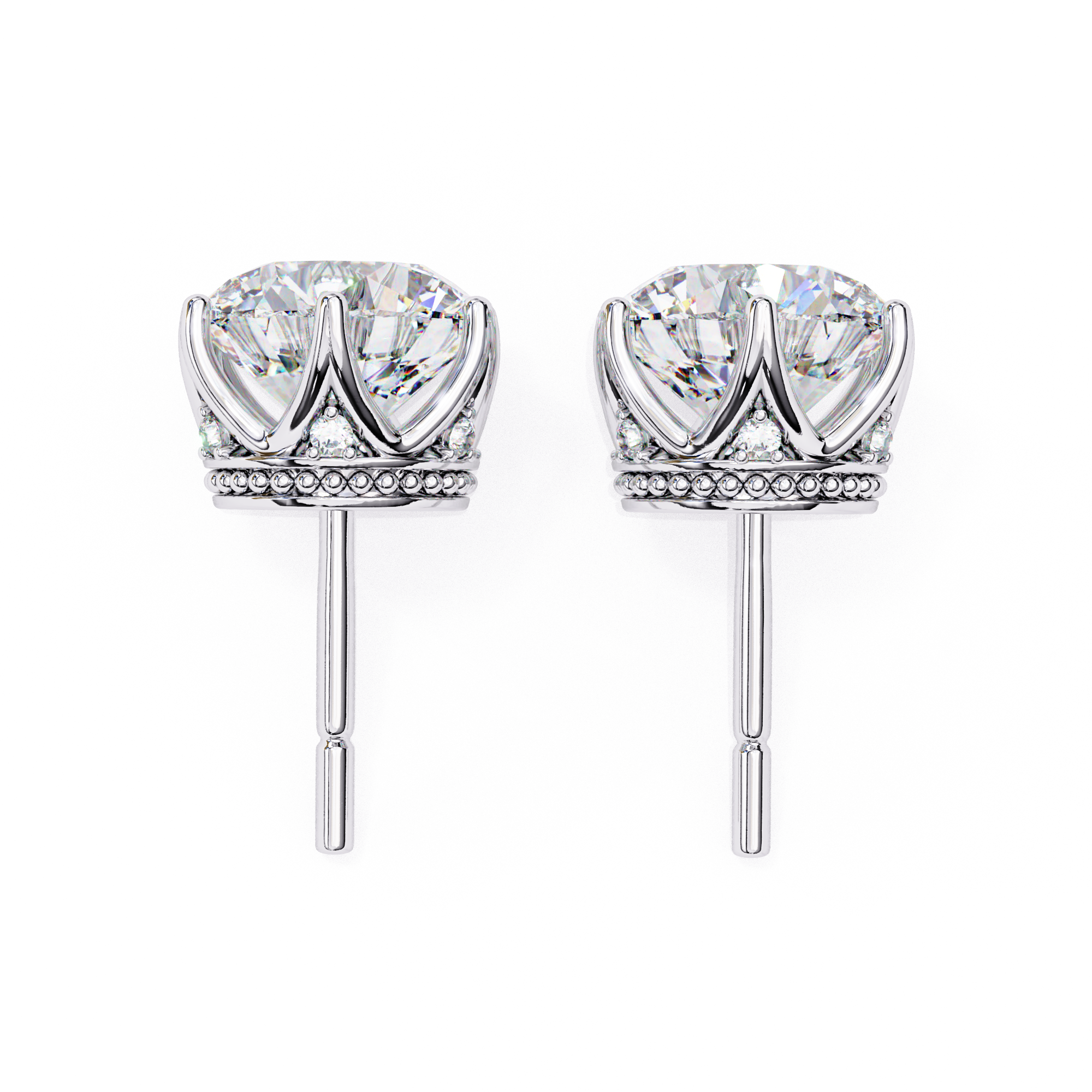 Luxury 6-Prong Crown Diamond Stud Earrings