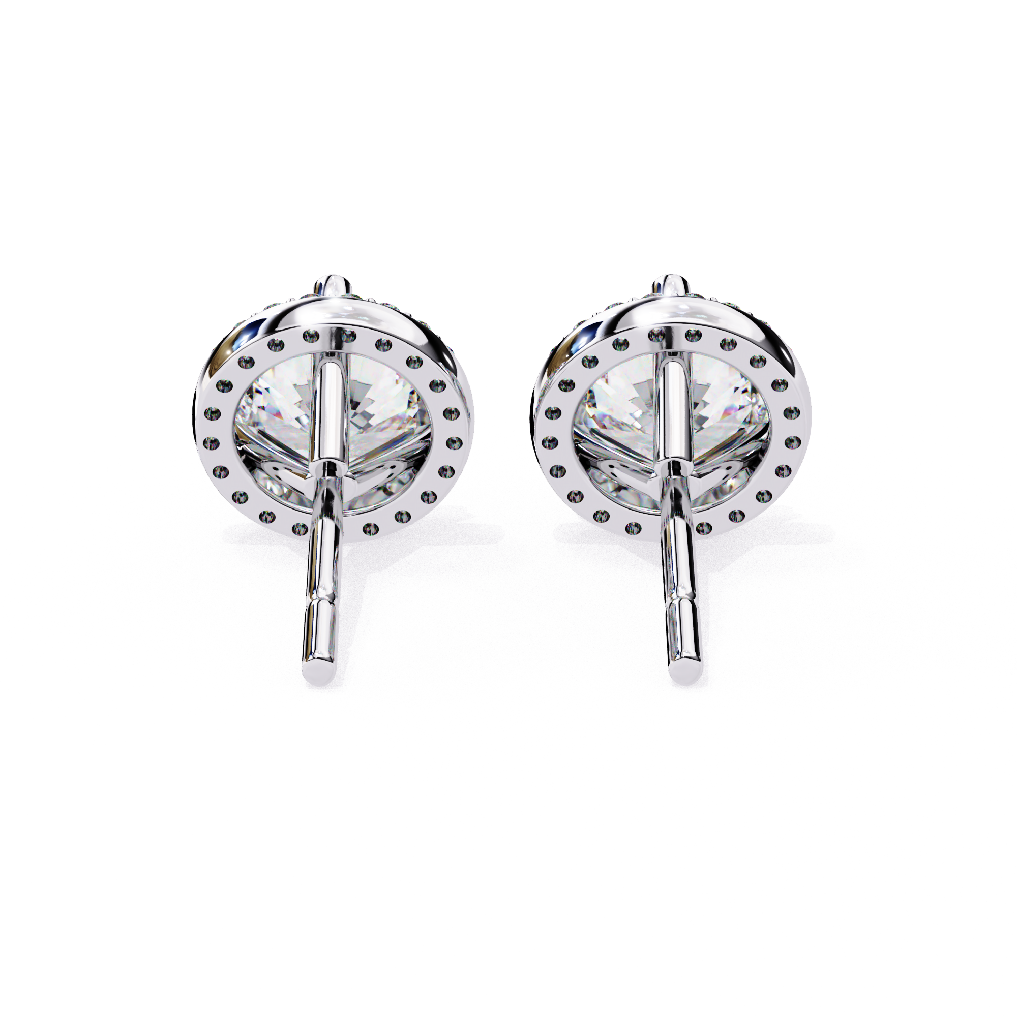 Elegant Round-Cut Diamond Halo Stud Earrings