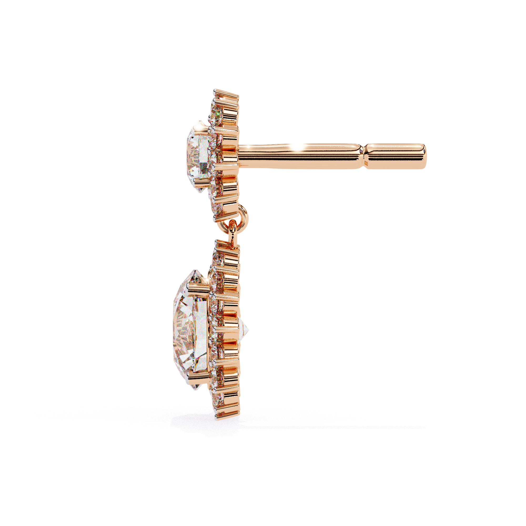 Sunburst Double Halo Diamond Drop Earrings