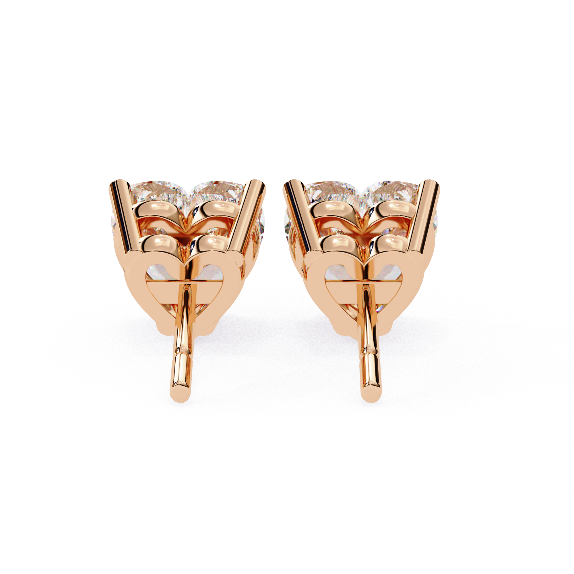 Romantic Heart-Cut Diamond Stud Earrings in Gold