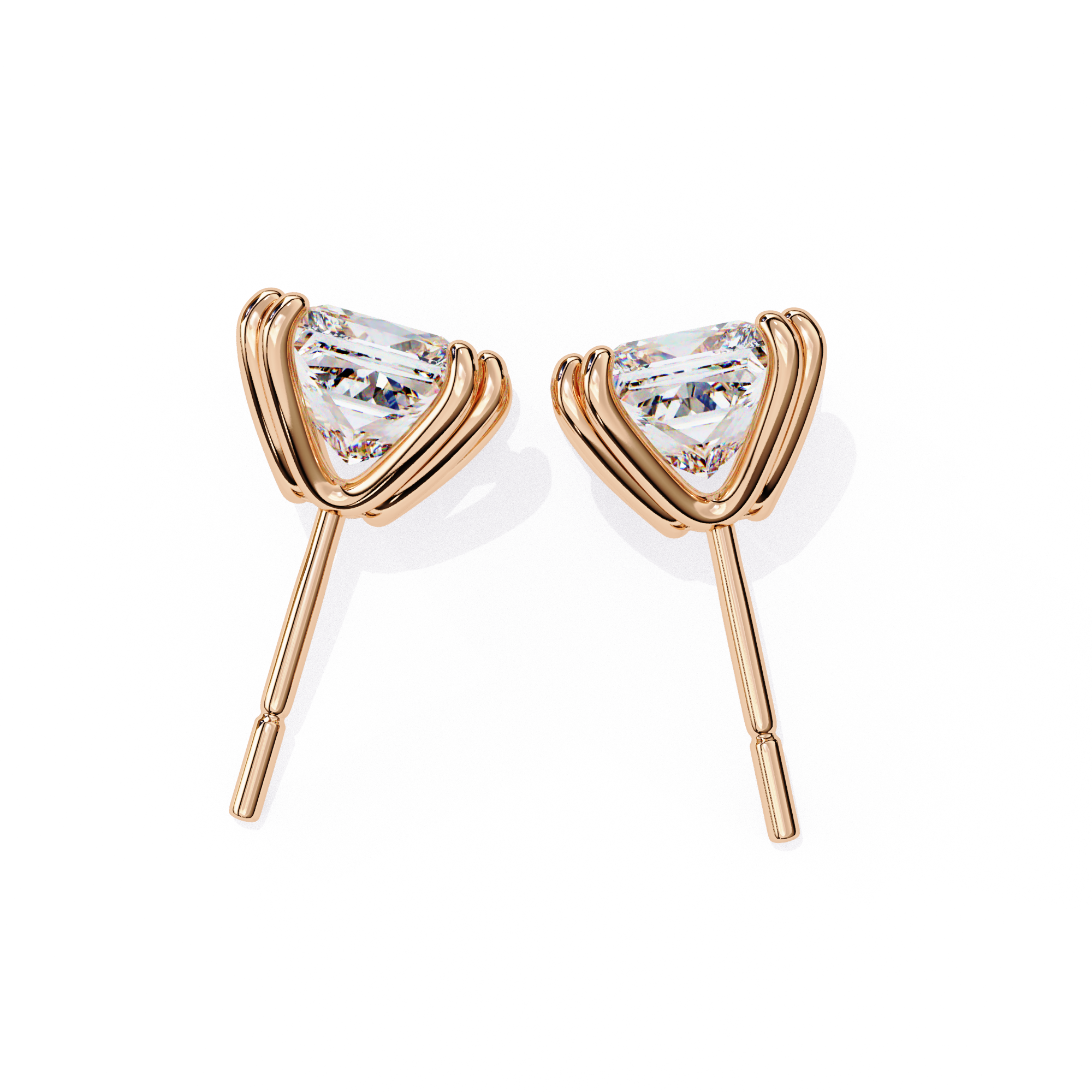 Princess-Cut Diamond Stud Earrings in Gold